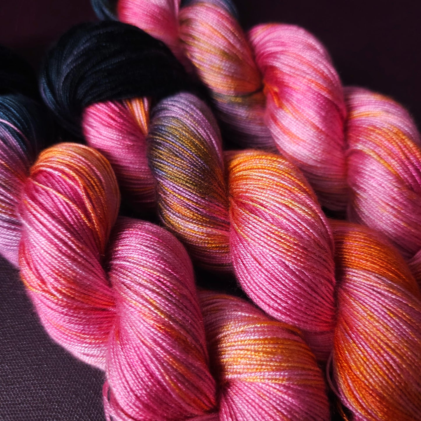 Hand dyed vegan yarn, Liquorice Allsorts, fingering / DK weight tencel, bamboo, mercerized cotton yarn, hand painted knitting, crochet,