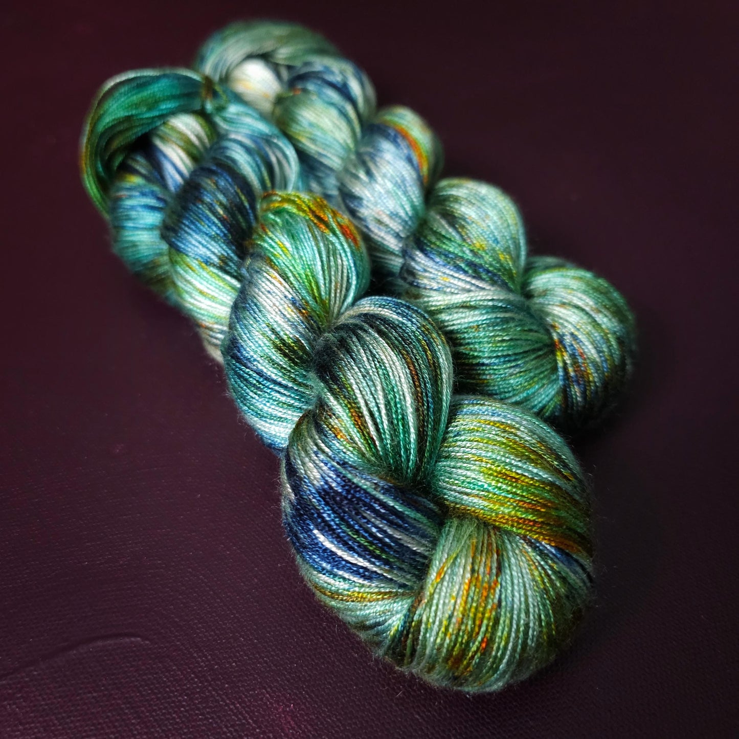 Quiet Pond, Hand dyed vegan yarn, gradient yarn, fingering / DK weight knitting yarn, tencel OR bamboo yarn, shiny crochet thread,
