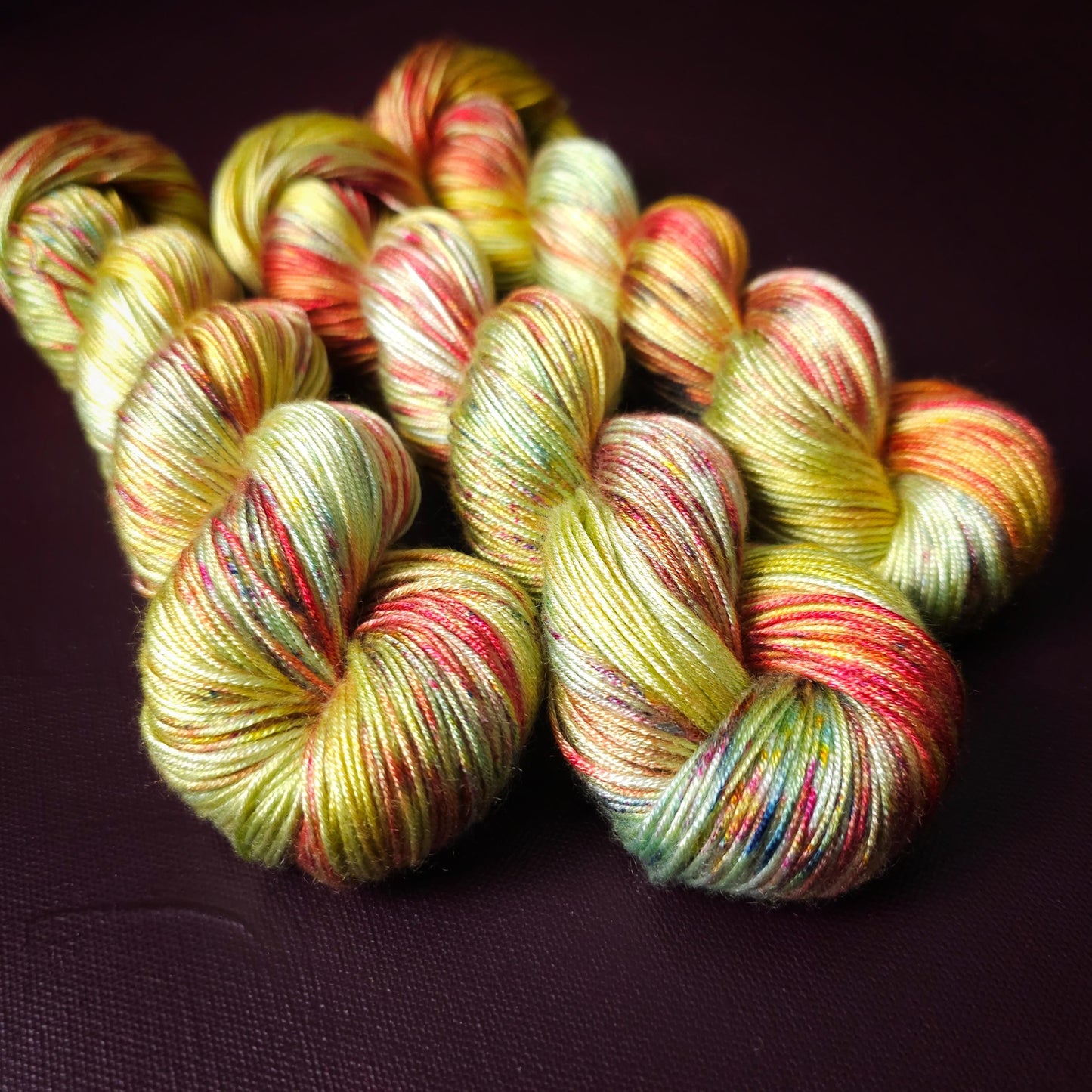 Lemon Curd Popsicle, Hand dyed vegan yarn, fingering / DK weight tencel, bamboo, mercerized cotton thread, hand painted knitting or crochet