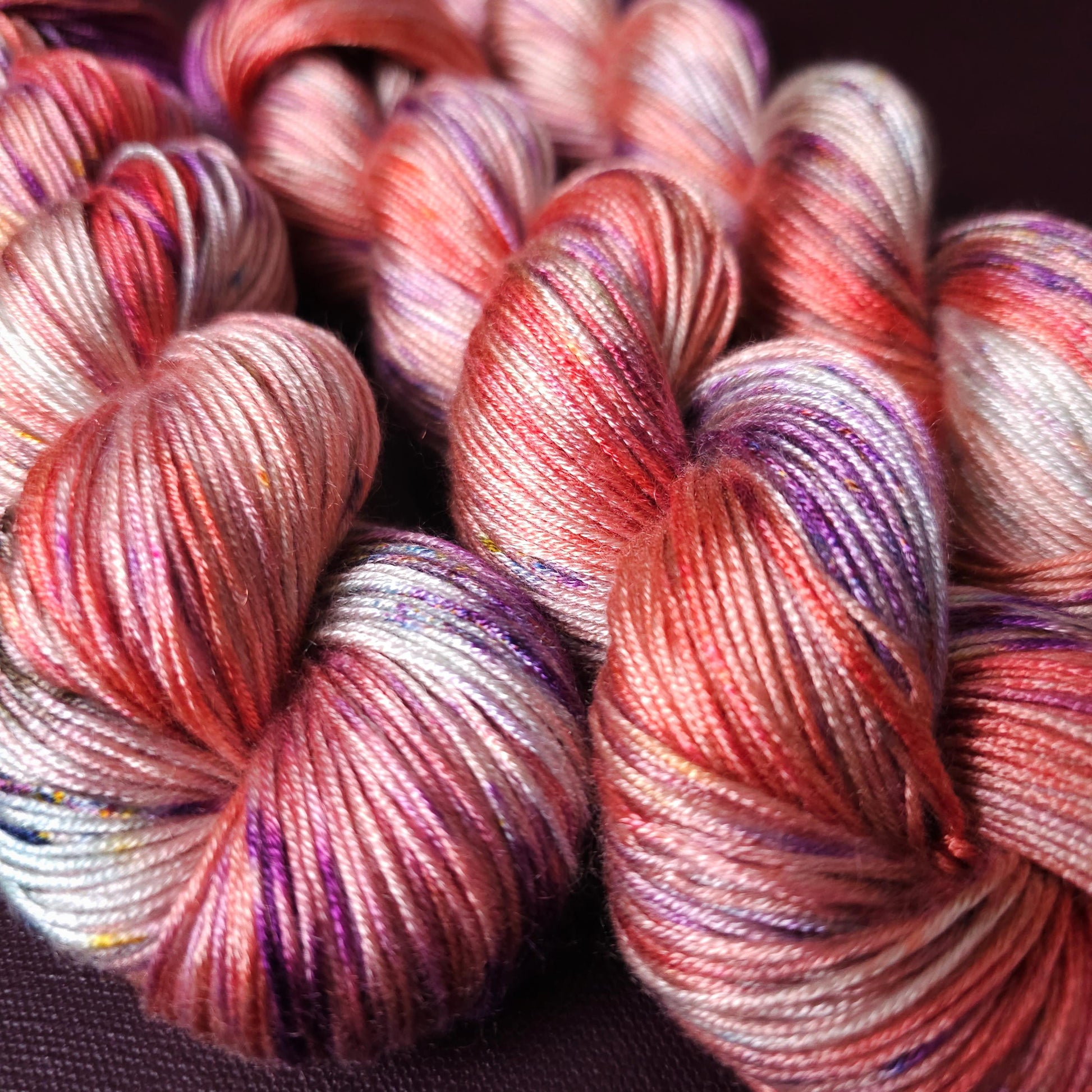 Watermelon Popsicle, Hand dyed vegan yarn, fingering / DK weight tencel, bamboo, mercerized cotton thread, hand painted knitting or crochet