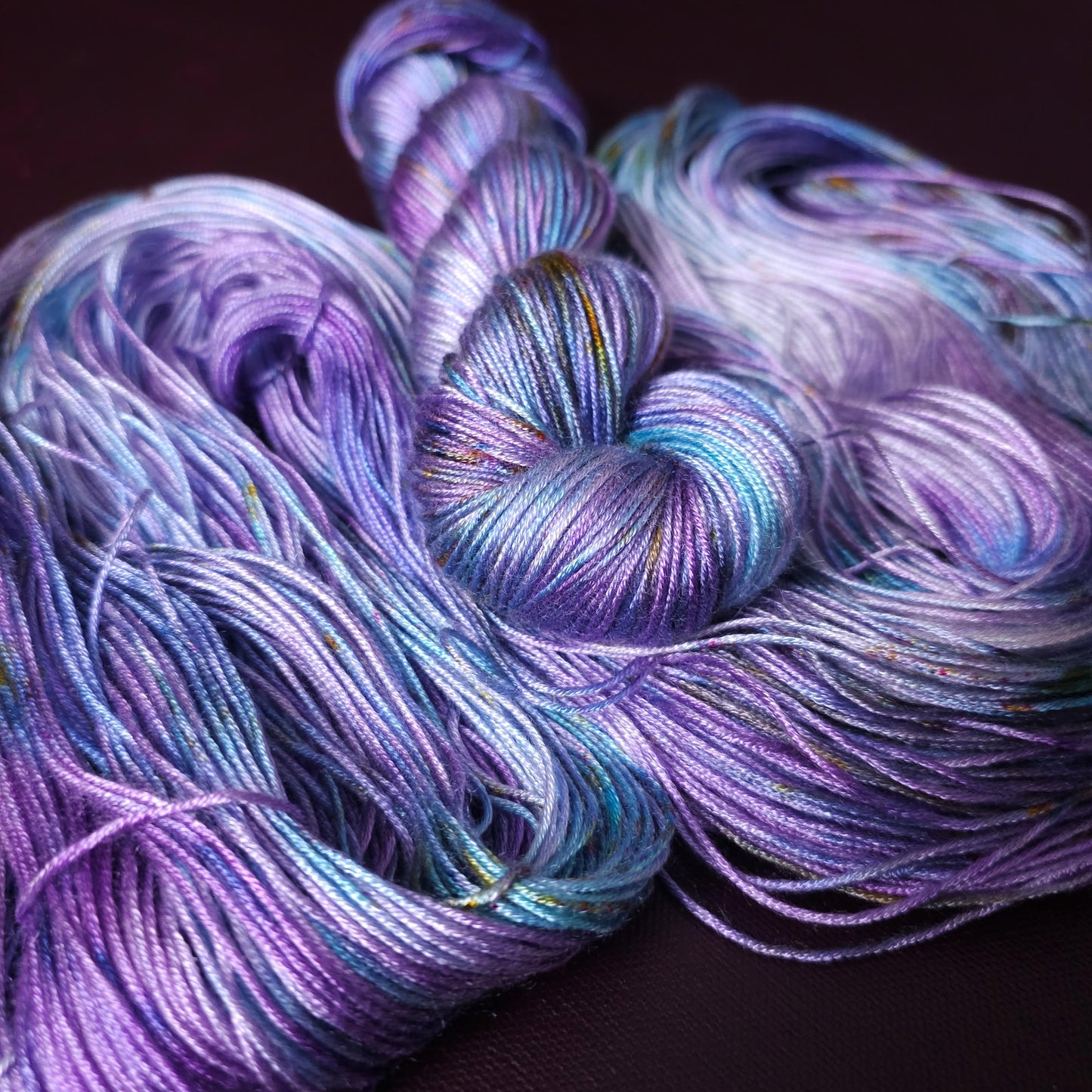 Unicorn Popsicle, Hand dyed vegan yarn, fingering / DK weight tencel, bamboo, mercerized cotton thread, hand painted knitting or crochet