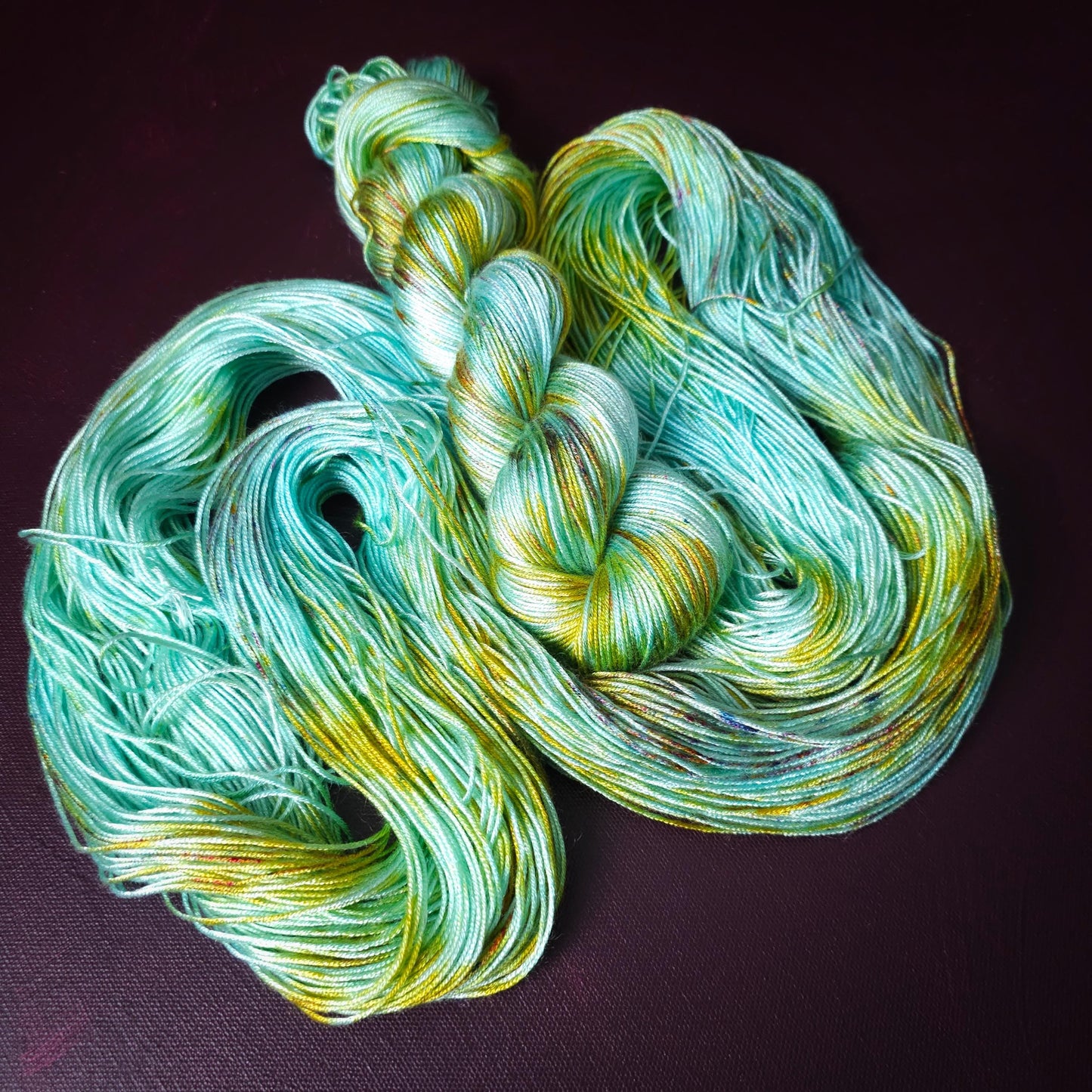 Mint Breeze Popsicle, Hand dyed vegan yarn, fingering / DK weight tencel, bamboo, mercerized cotton thread, hand painted knitting or crochet