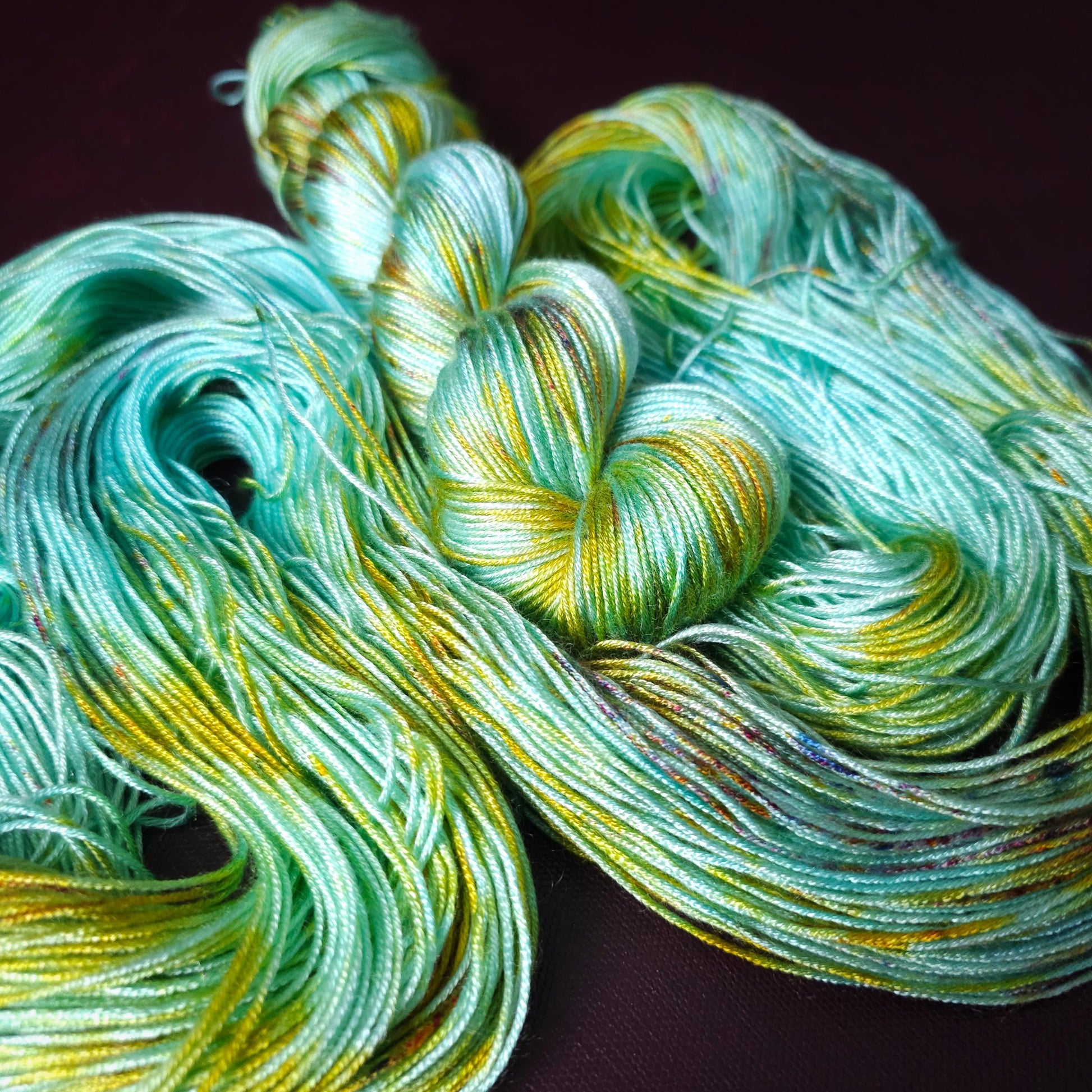 Mint Breeze Popsicle, Hand dyed vegan yarn, fingering / DK weight tencel, bamboo, mercerized cotton thread, hand painted knitting or crochet