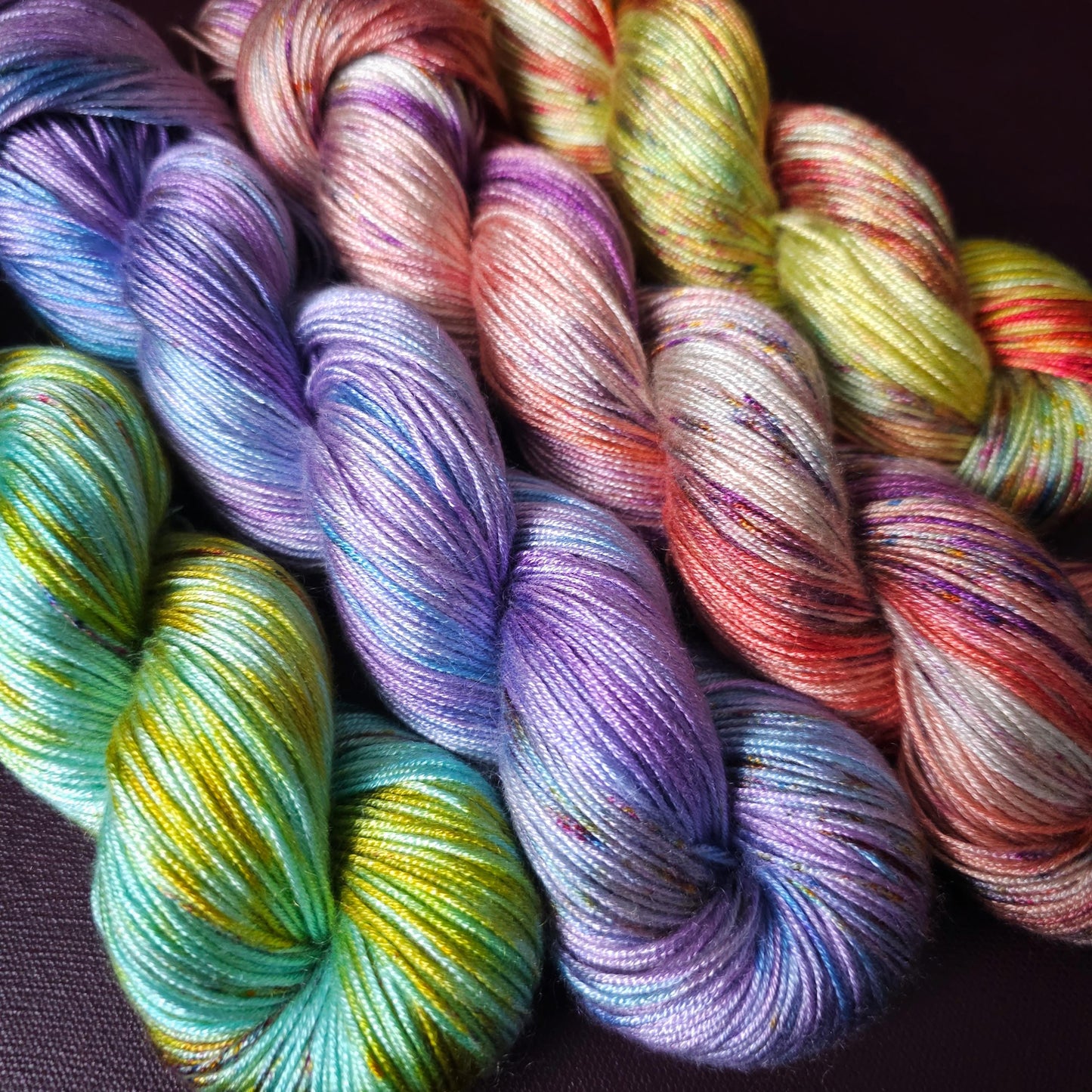 Hand Dyed Vegan Yarn, Fade Set, Rainbow Popsicle Fade, Tencel / Bamboo Yarn, Mercerized Cotton, Hand Painted Fingering/DK Weight Thread
