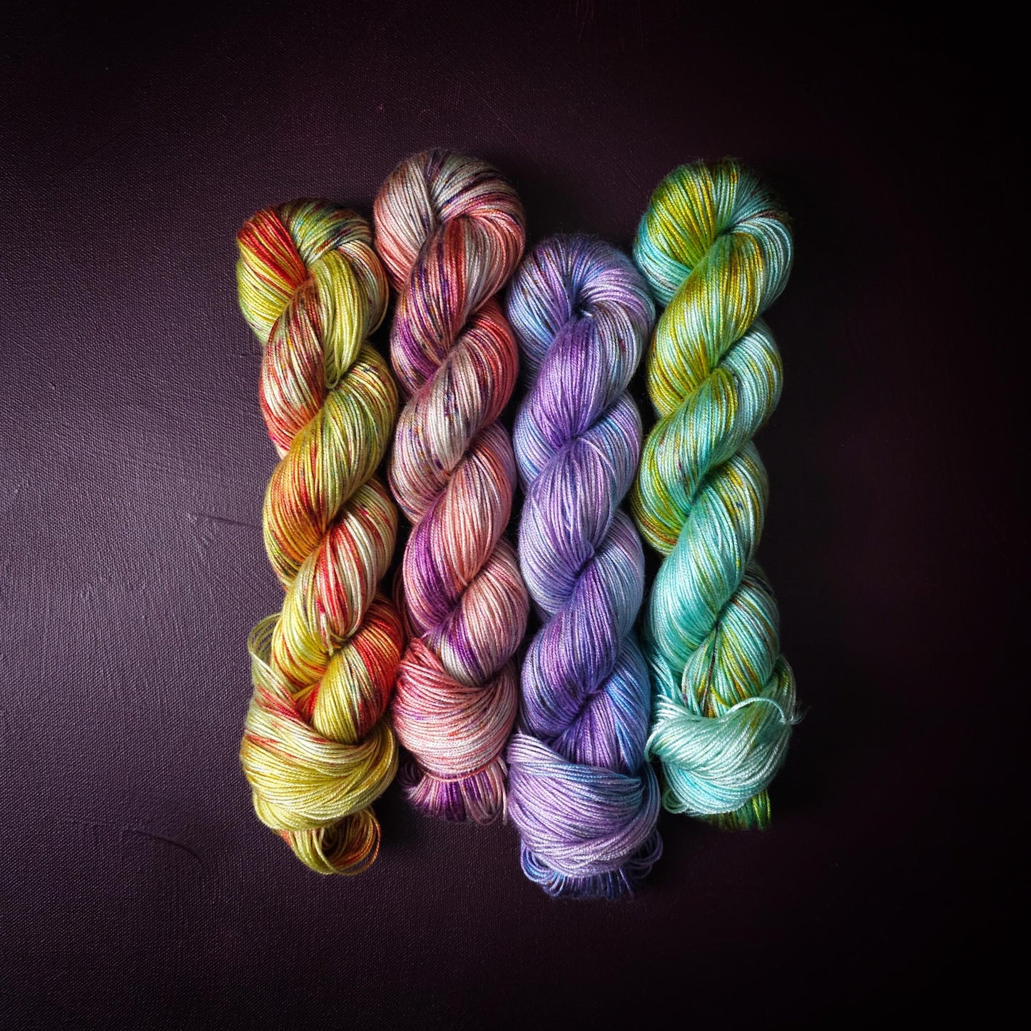 Hand Dyed Vegan Yarn, Fade Set, Rainbow Popsicle Fade, Tencel / Bamboo Yarn, Mercerized Cotton, Hand Painted Fingering/DK Weight Thread