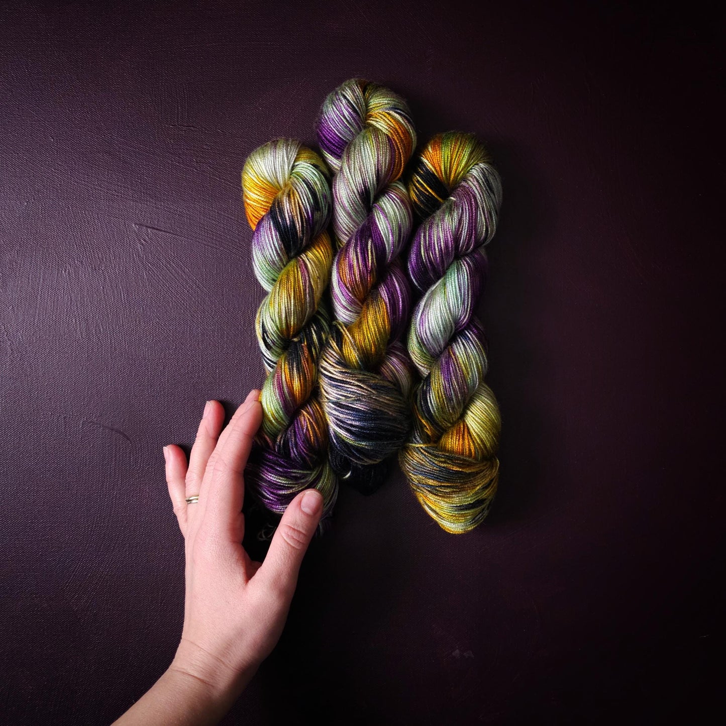Hand dyed vegan yarn, Lost Theory, fingering / DK weight tencel, bamboo, mercerized cotton thread, hand painted knitting or crochet thread