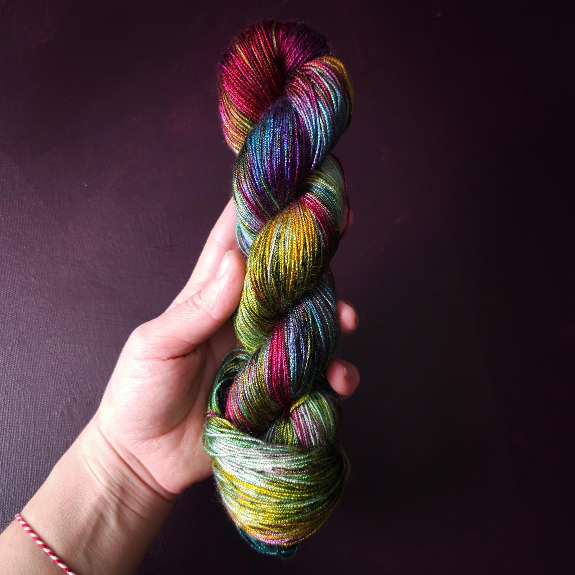 Hand dyed vegan yarn ~ Tropical Splash, fingering / DK weight tencel OR bamboo yarn, hand painted crochet, knitting, weaving thread,