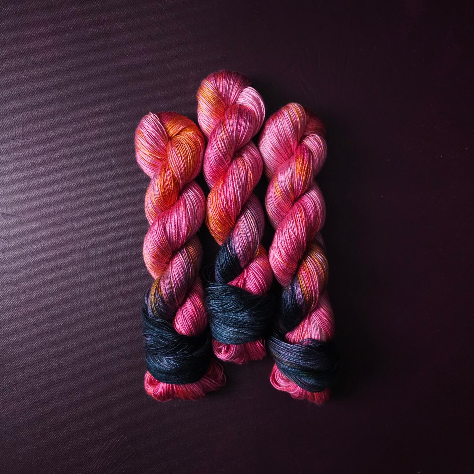 Hand dyed vegan yarn, Liquorice Allsorts, fingering / DK weight tencel, bamboo, mercerized cotton yarn, hand painted knitting, crochet,