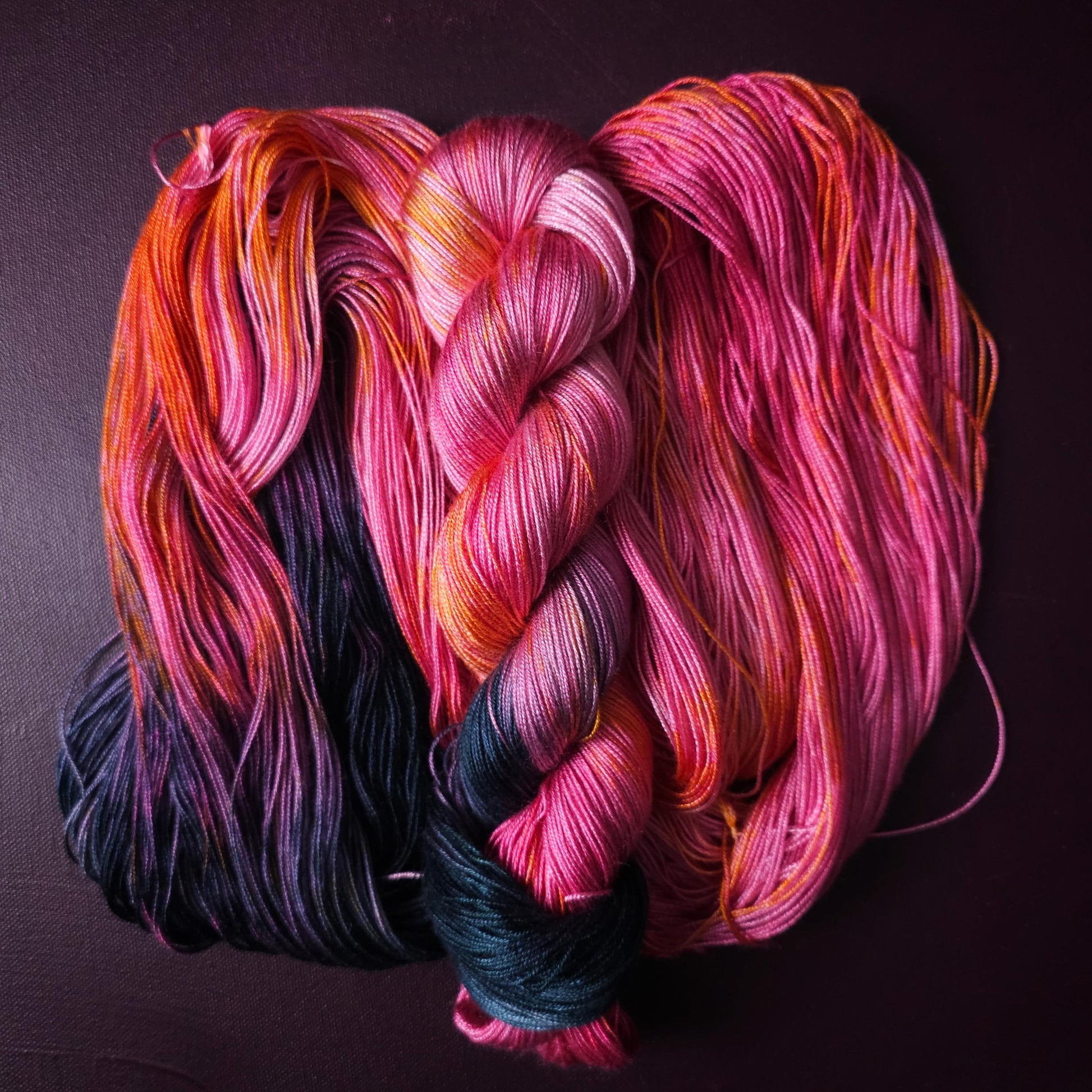 Hand dyed vegan yarn, Liquorice Allsorts, fingering / DK weight tencel, bamboo, mercerized cotton yarn, hand painted knitting, crochet,
