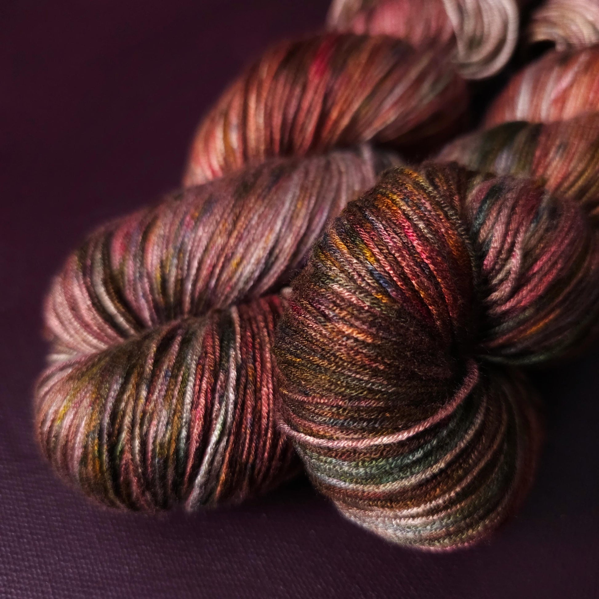 Hand dyed vegan yarn ~ Grounded, fingering / DK weight tencel OR bamboo yarn, hand painted crochet, knitting, weaving thread,
