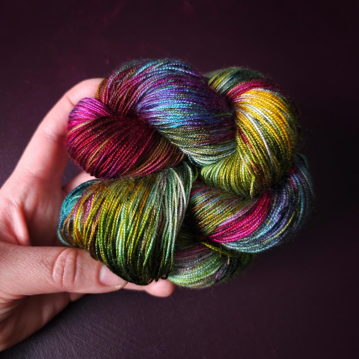 Hand dyed vegan yarn ~ Tropical Splash, fingering / DK weight tencel OR bamboo yarn, hand painted crochet, knitting, weaving thread,