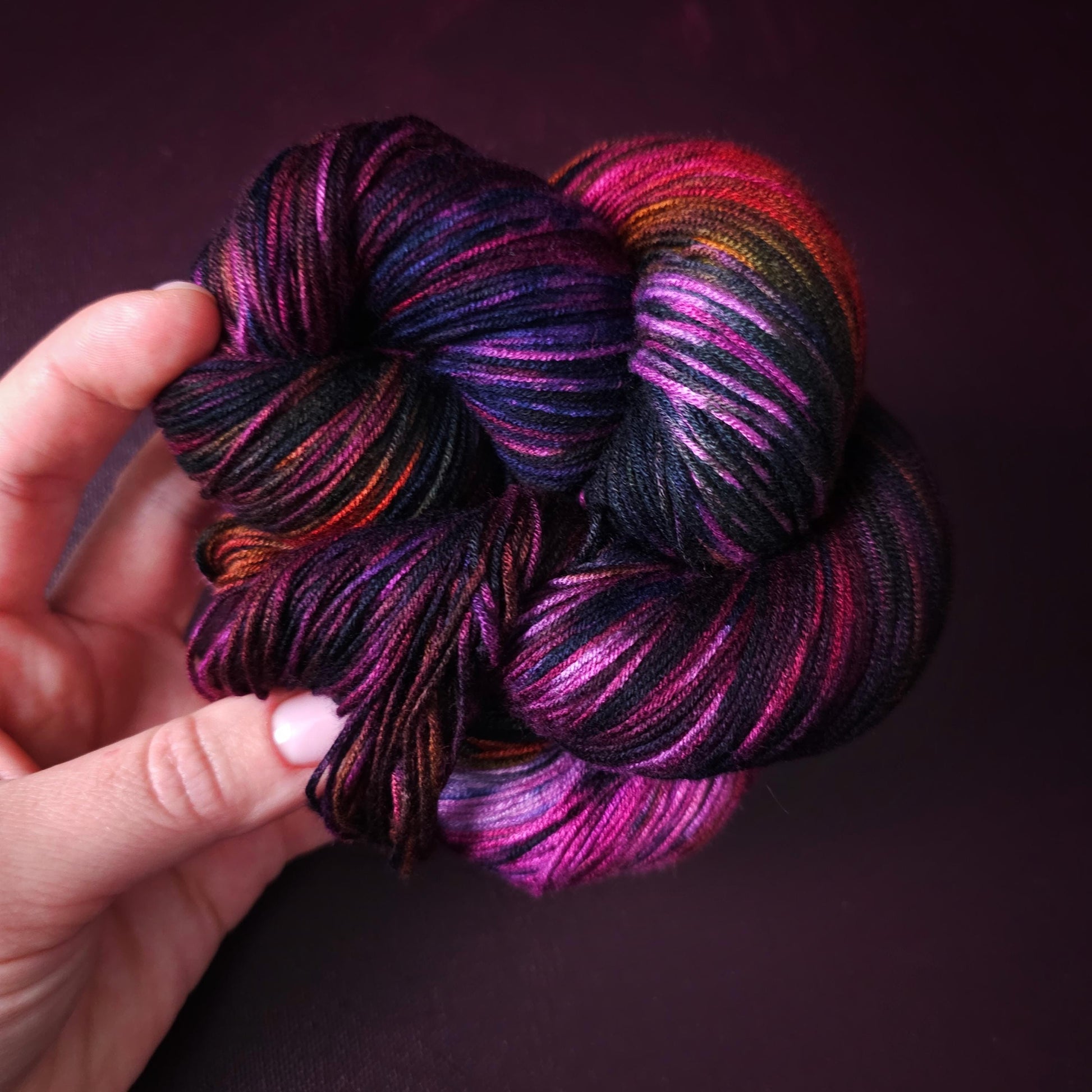 Hand dyed vegan yarn ~ Enchanted Orchid, fingering / DK weight tencel OR bamboo yarn, hand painted crochet, knitting, weaving thread,
