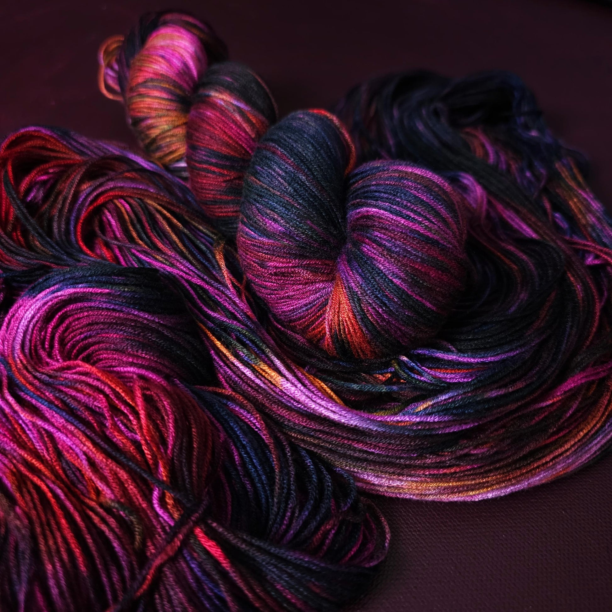 Hand dyed vegan yarn ~ Enchanted Orchid, fingering / DK weight tencel OR bamboo yarn, hand painted crochet, knitting, weaving thread,