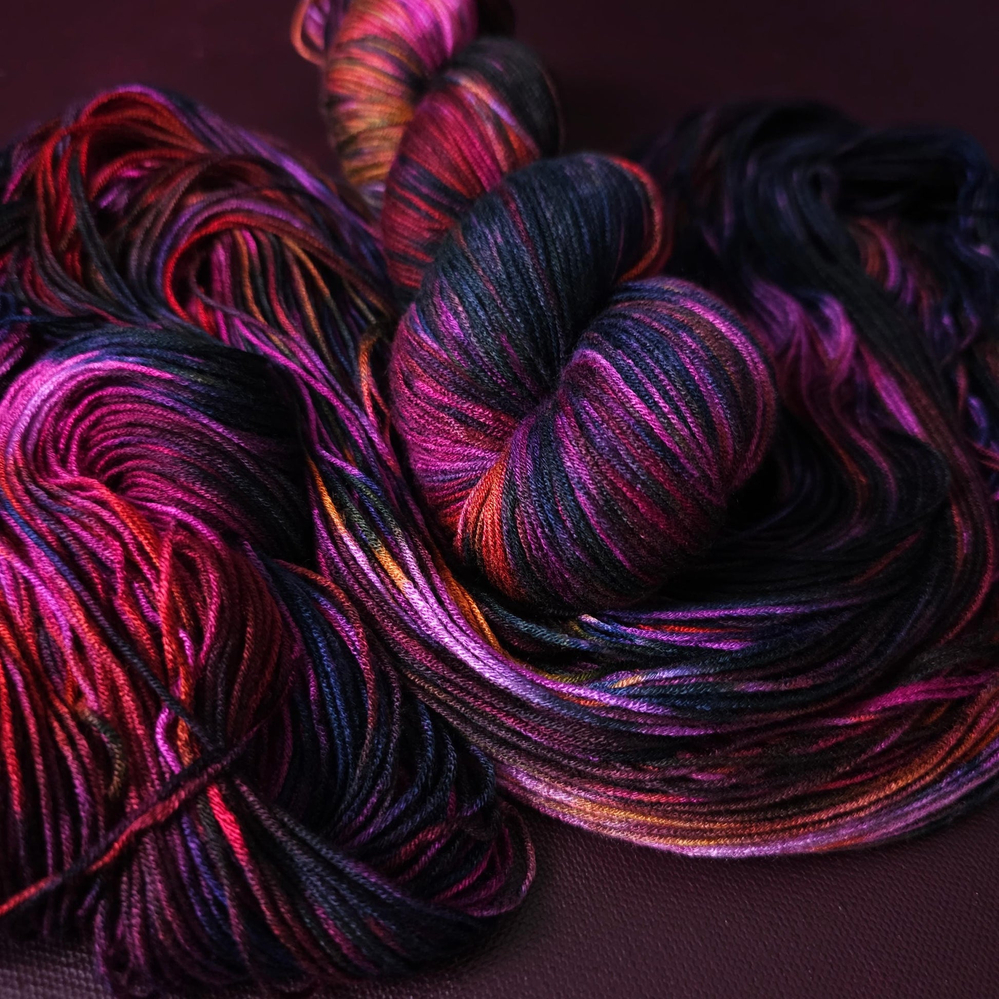 Hand dyed vegan yarn ~ Enchanted Orchid, fingering / DK weight tencel OR bamboo yarn, hand painted crochet, knitting, weaving thread,