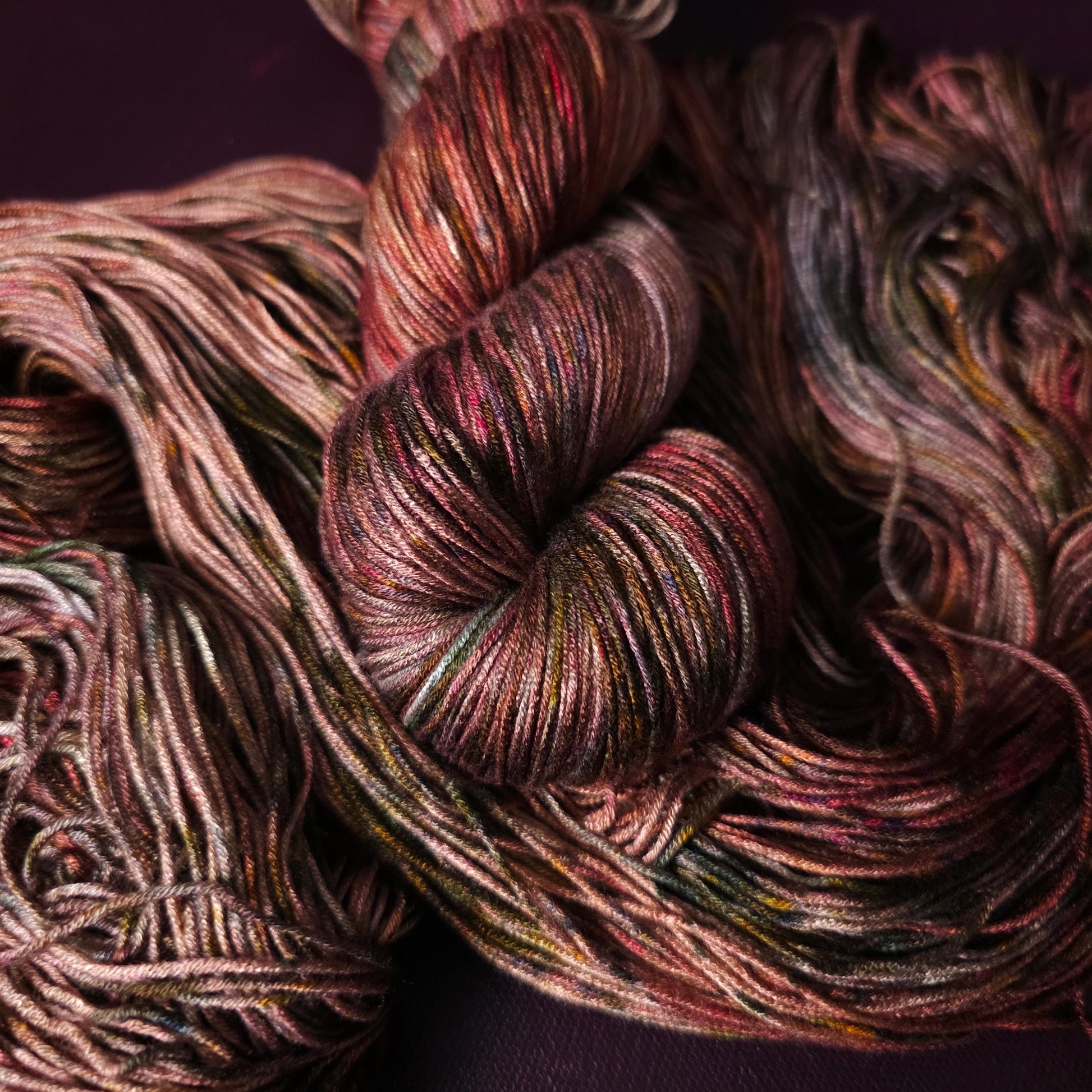 Hand dyed vegan yarn ~ Grounded, fingering / DK weight tencel OR bamboo yarn, hand painted crochet, knitting, weaving thread,