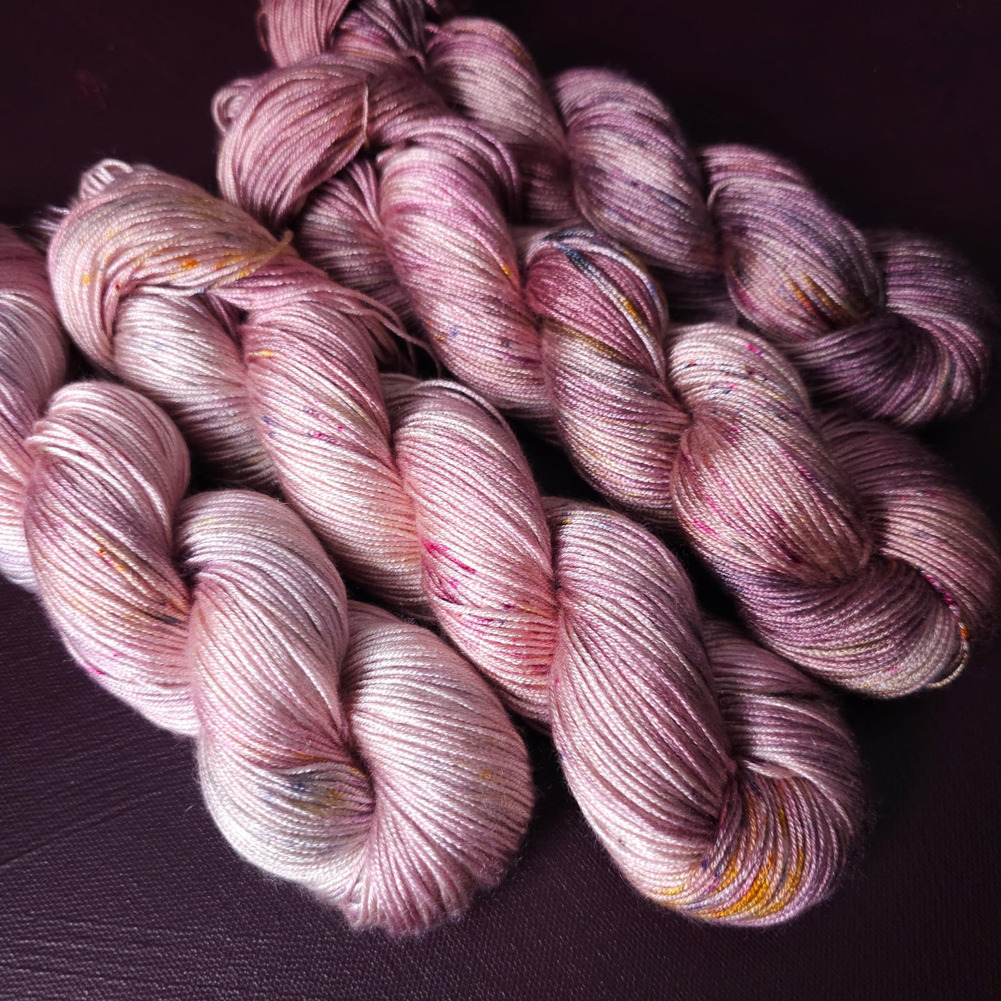 CherryRomance, Hand Dyed Vegan Yarn, Fade Set, Fingering Weight Tencel DK, Hand Painted Thread, One of a kind