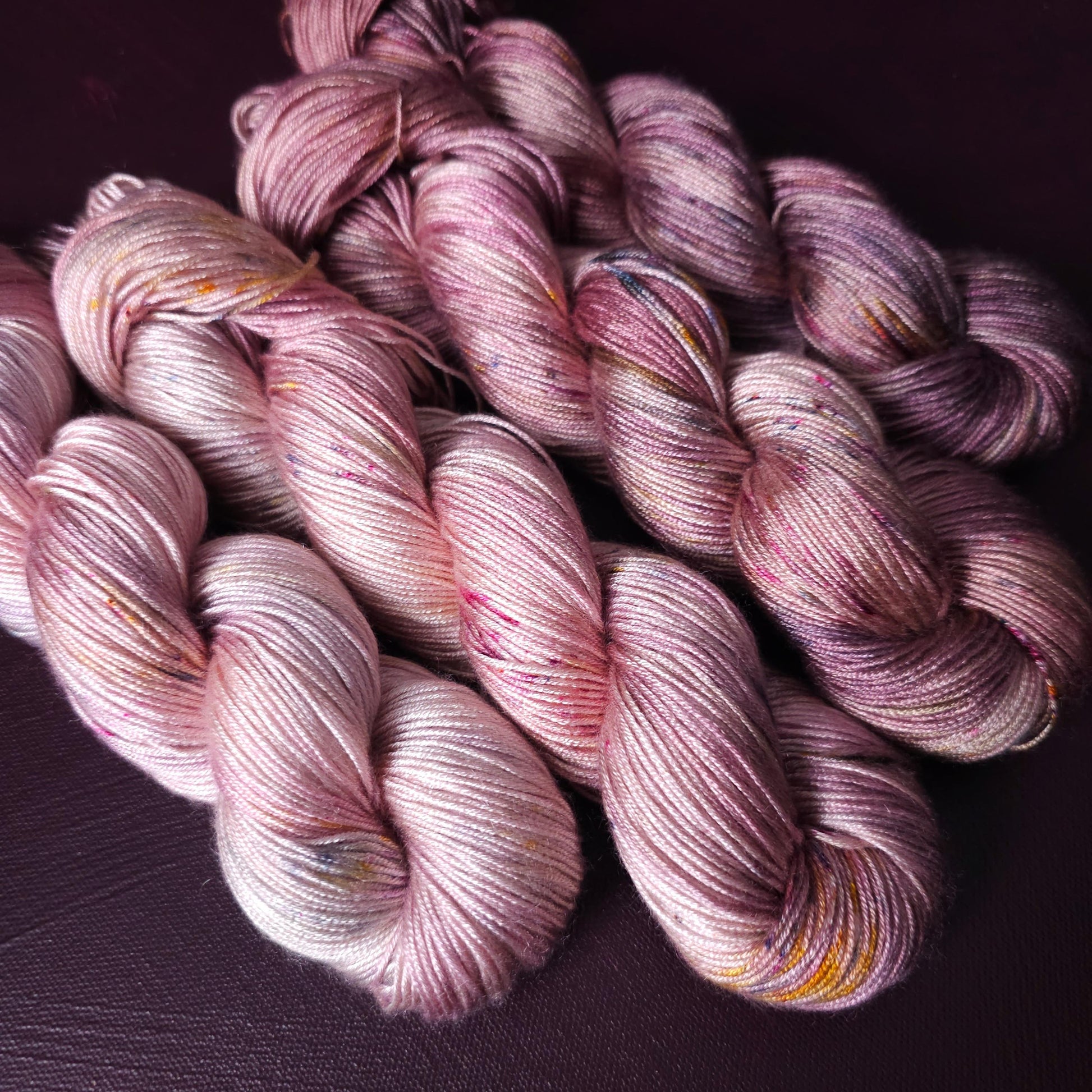 CherryRomance, Hand Dyed Vegan Yarn, Fade Set, Fingering Weight Tencel DK, Hand Painted Thread, One of a kind