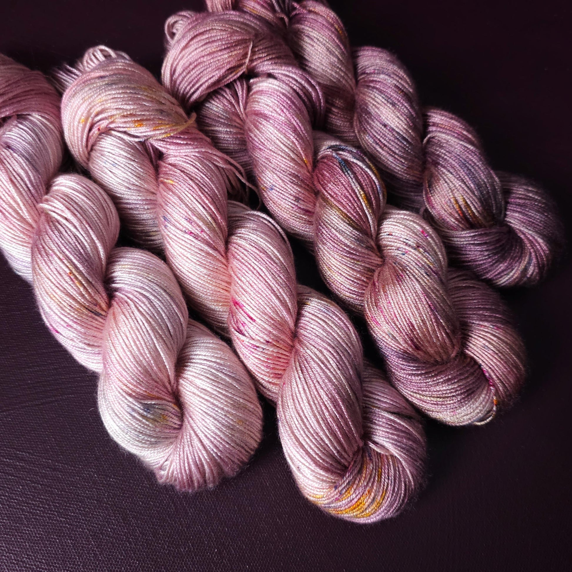CherryRomance, Hand Dyed Vegan Yarn, Fade Set, Fingering Weight Tencel DK, Hand Painted Thread, One of a kind