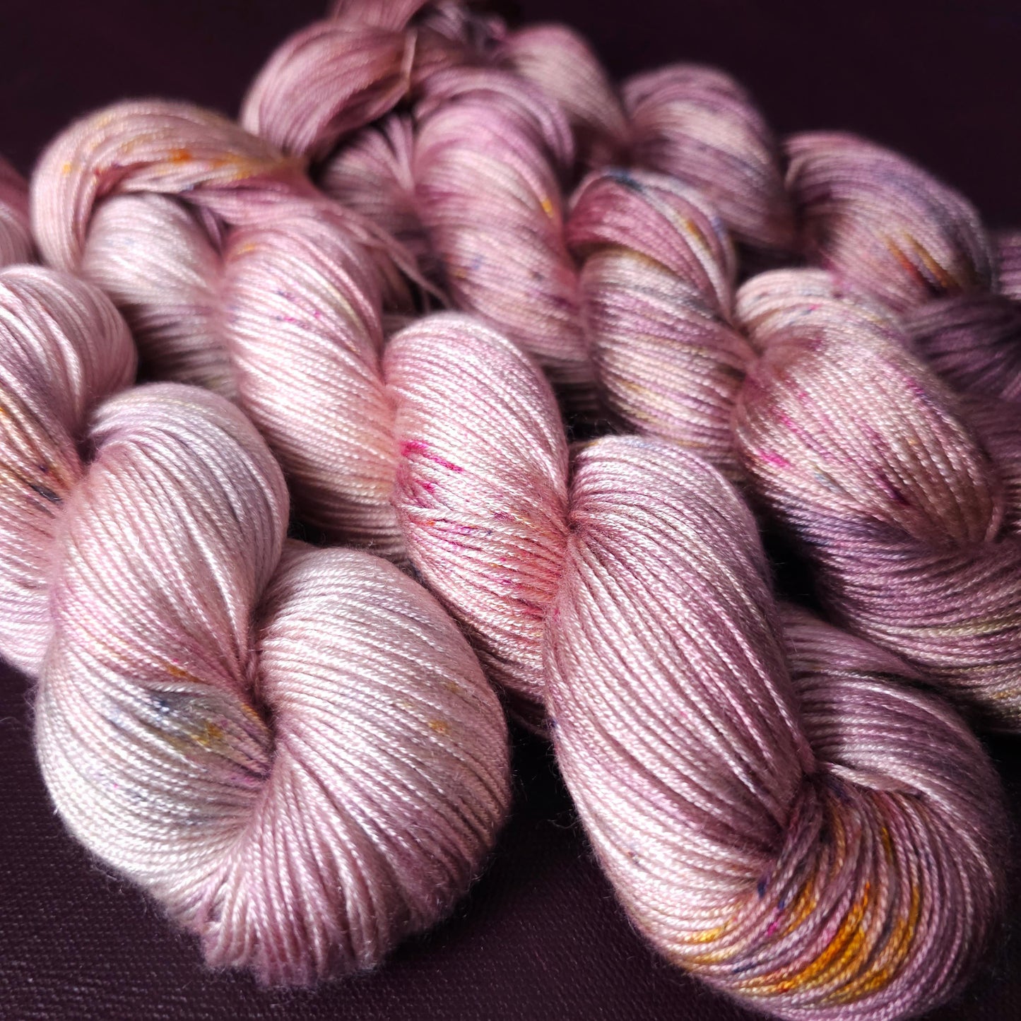 CherryRomance, Hand Dyed Vegan Yarn, Fade Set, Fingering Weight Tencel DK, Hand Painted Thread, One of a kind
