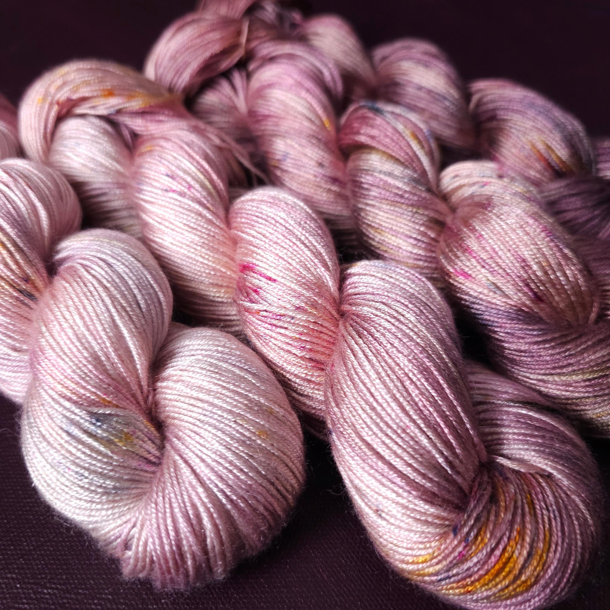 CherryRomance, Hand Dyed Vegan Yarn, Fade Set, Fingering Weight Tencel DK, Hand Painted Thread, One of a kind