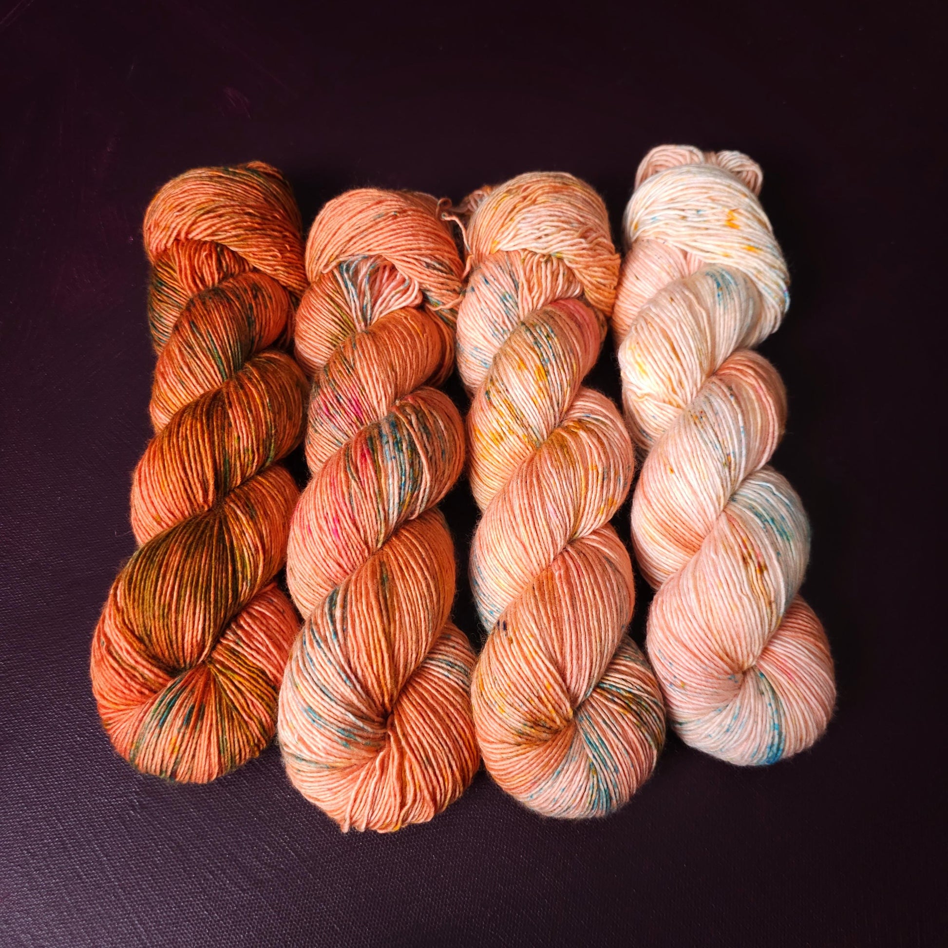 Hand dyed yarn Set ~ Crazy Coral ~ soft merino sock yarn , single ply, DK, Aran, Mohair Silk thread, knitting and crochet yarn