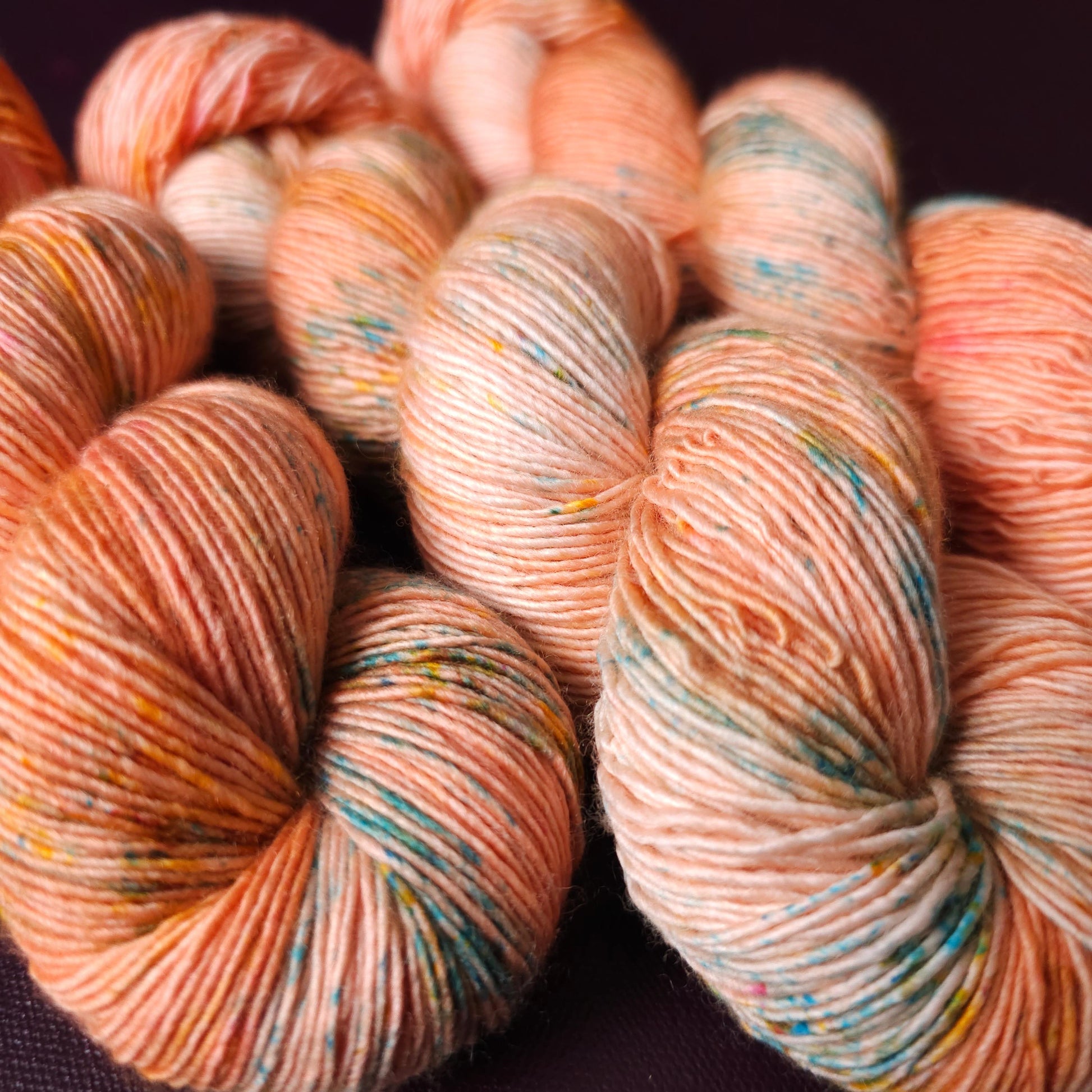 Soft Coral, hand dyed gradient wool yarn, gifts for knitters, gold lurex sock yarn, colorful knitting supplies, merino crochet yarn