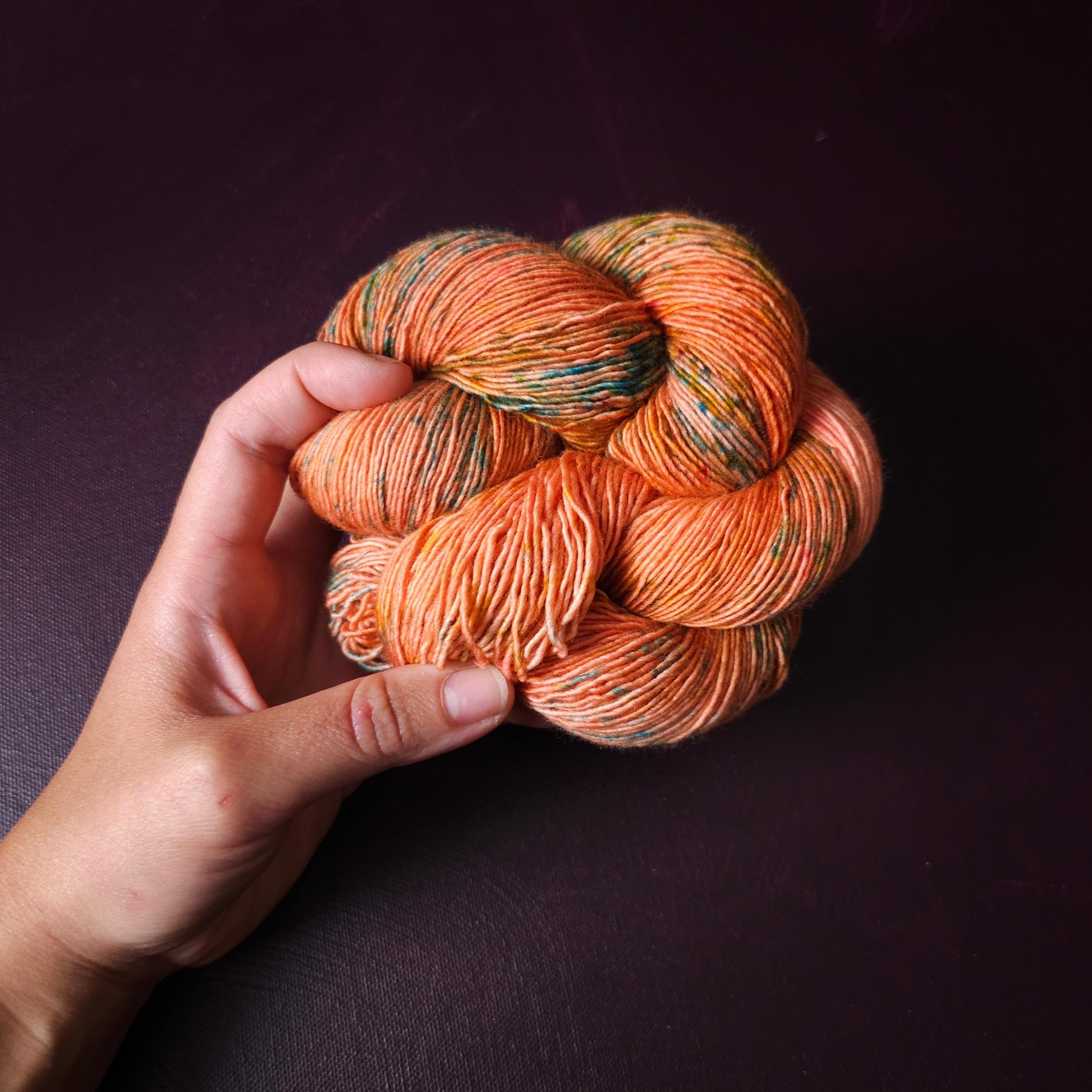 Coral Dream, hand dyed gradient wool yarn, gifts for knitters, gold lurex sock yarn, colorful knitting supplies, merino crochet yarn