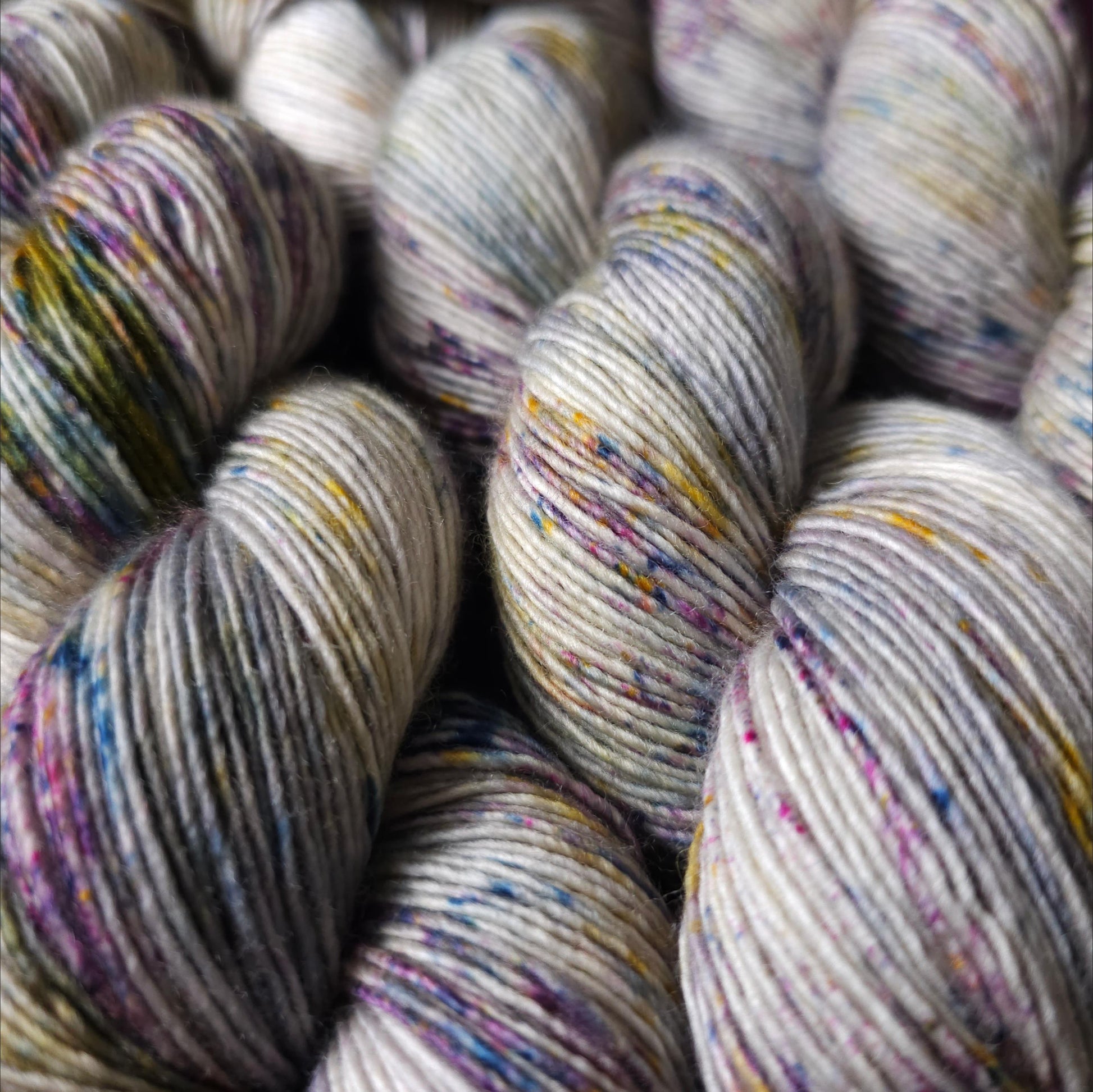 Moody Stone, hand dyed merino singles yarn, gifts for knitters, gold lurex sock yarn, colorful knitting supplies, merino crochet yarn