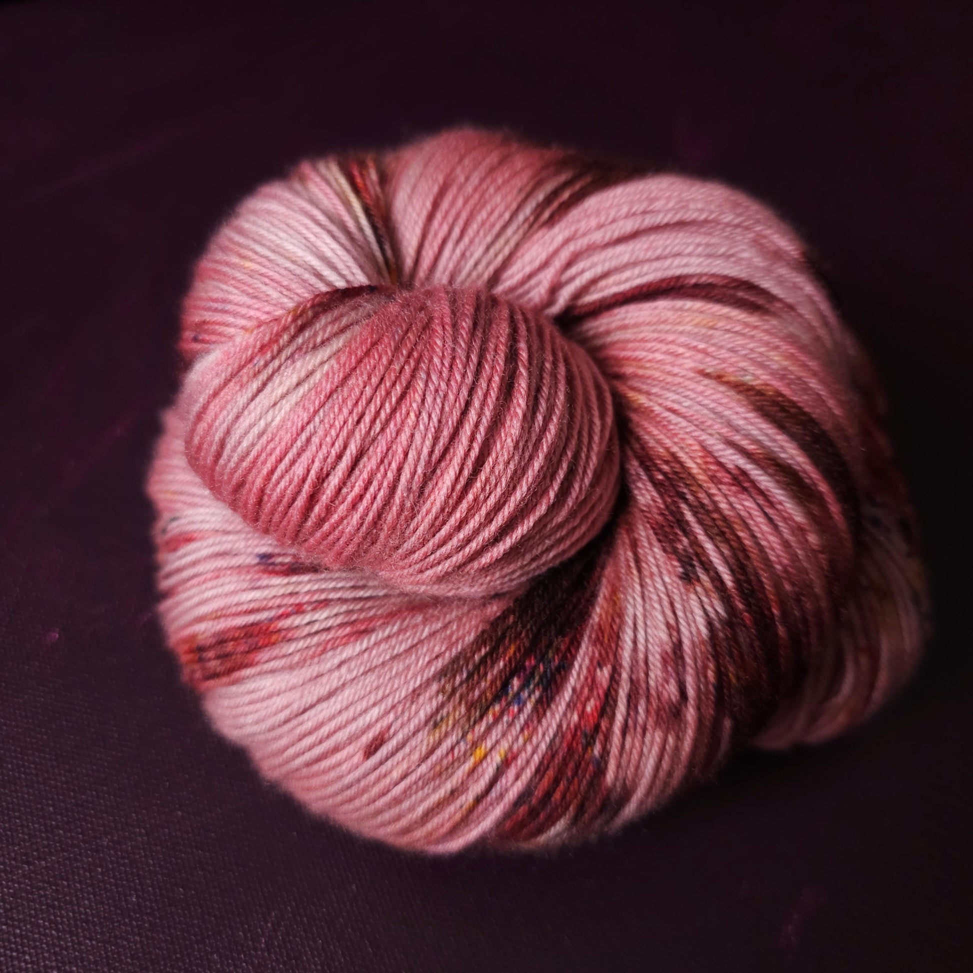 Rasberry Dripple, hand dyed merino singles yarn, gifts for knitters, gold lurex sock yarn, colorful knitting supplies, merino crochet yarn