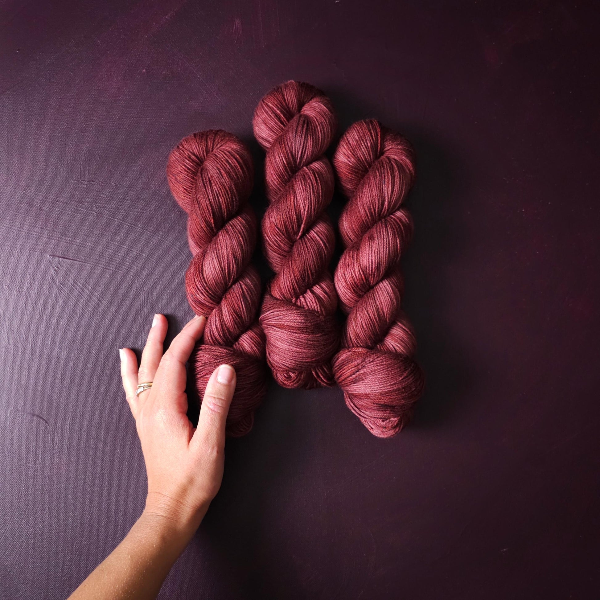 Burning Rasberry, hand dyed merino singles yarn, gifts for knitters, gold lurex sock yarn, colorful knitting supplies, merino crochet yarn