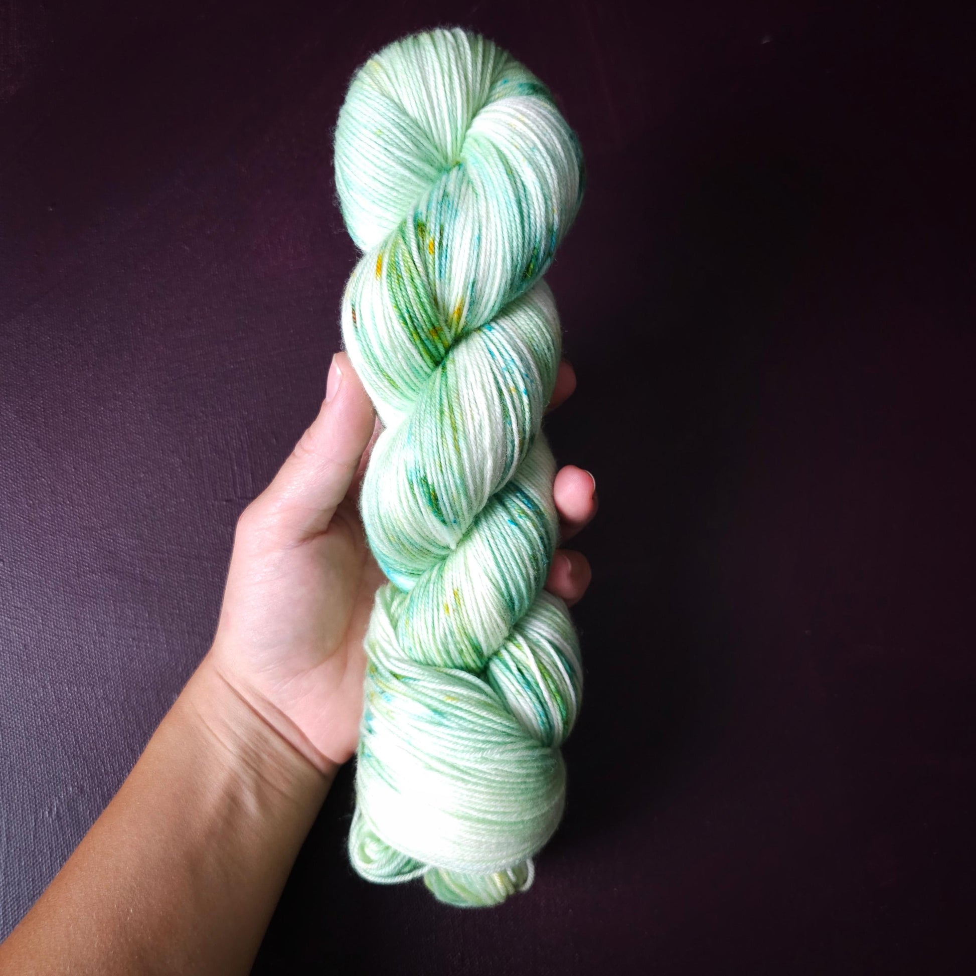 Pastel Sea Foam ~ hand dyed merino singles yarn, gifts for knitters, gold lurex sock yarn, colorful knitting supplies, merino crochet yarn