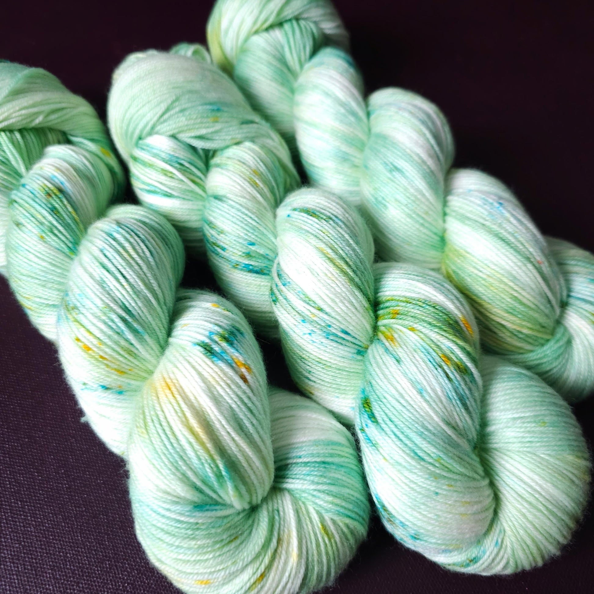 Pastel Sea Foam ~ hand dyed merino singles yarn, gifts for knitters, gold lurex sock yarn, colorful knitting supplies, merino crochet yarn
