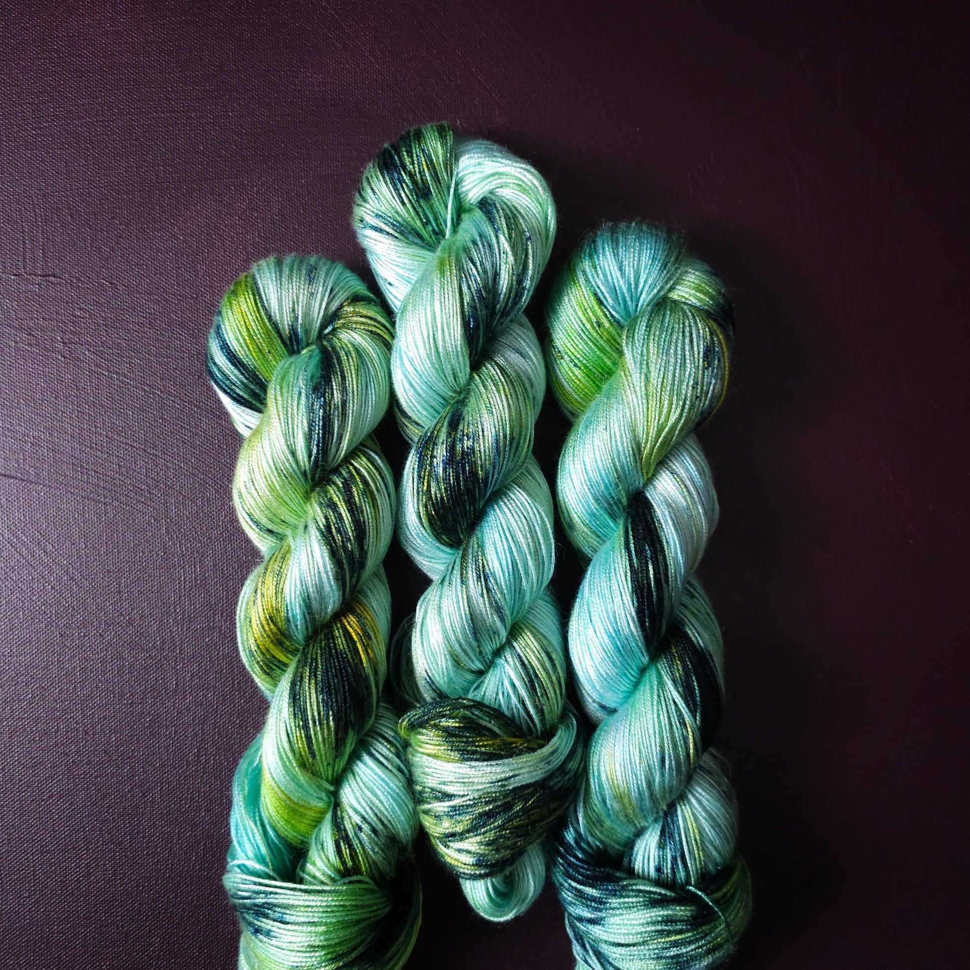 Hand dyed vegan yarn ~ Snow Mermaid ~ fingering or DK weight tencel or bamboo yarn, hand painted mercerized cotton thread, weaving yarn