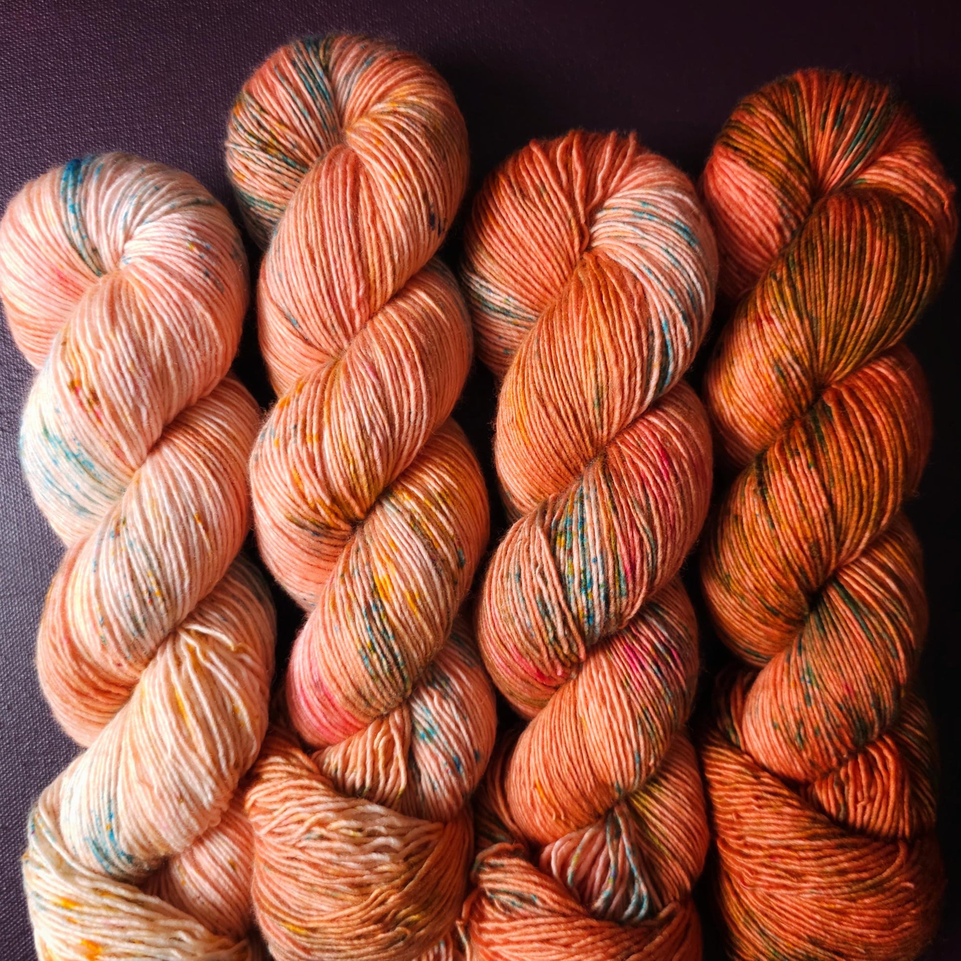 Hand dyed yarn Set ~ Crazy Coral ~ soft merino sock yarn , single ply, DK, Aran, Mohair Silk thread, knitting and crochet yarn