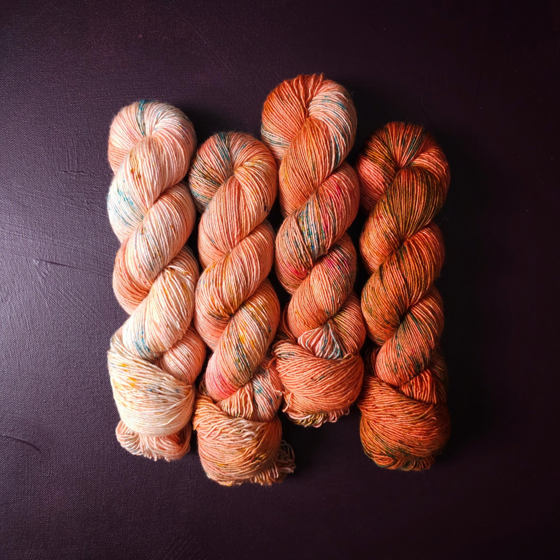 Hand dyed yarn Set ~ Crazy Coral ~ soft merino sock yarn , single ply, DK, Aran, Mohair Silk thread, knitting and crochet yarn