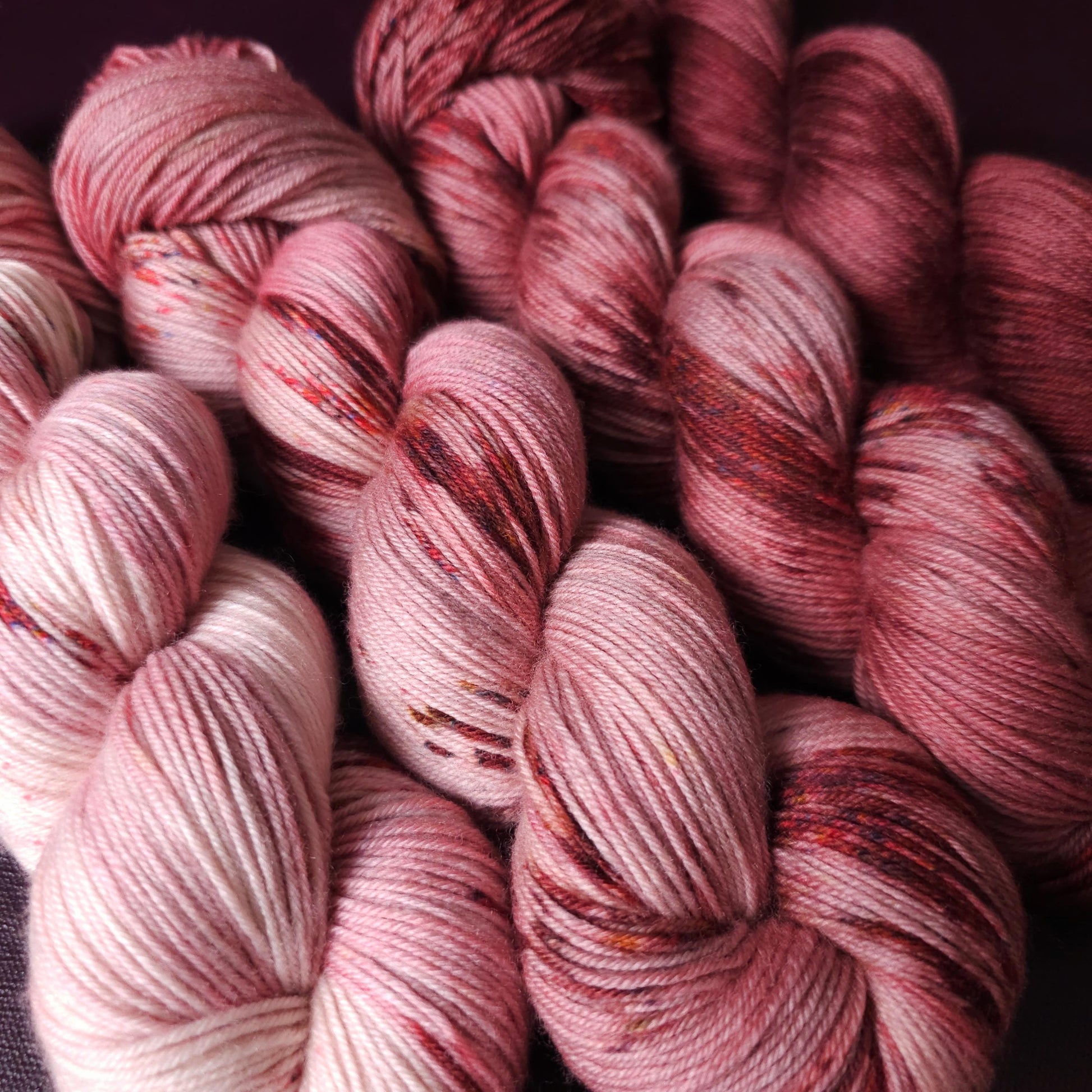 Hand dyed yarn Set ~ Rasberry Passion ~ soft merino sock yarn , single ply, DK, Aran, Mohair Silk thread, knitting and crochet yarn