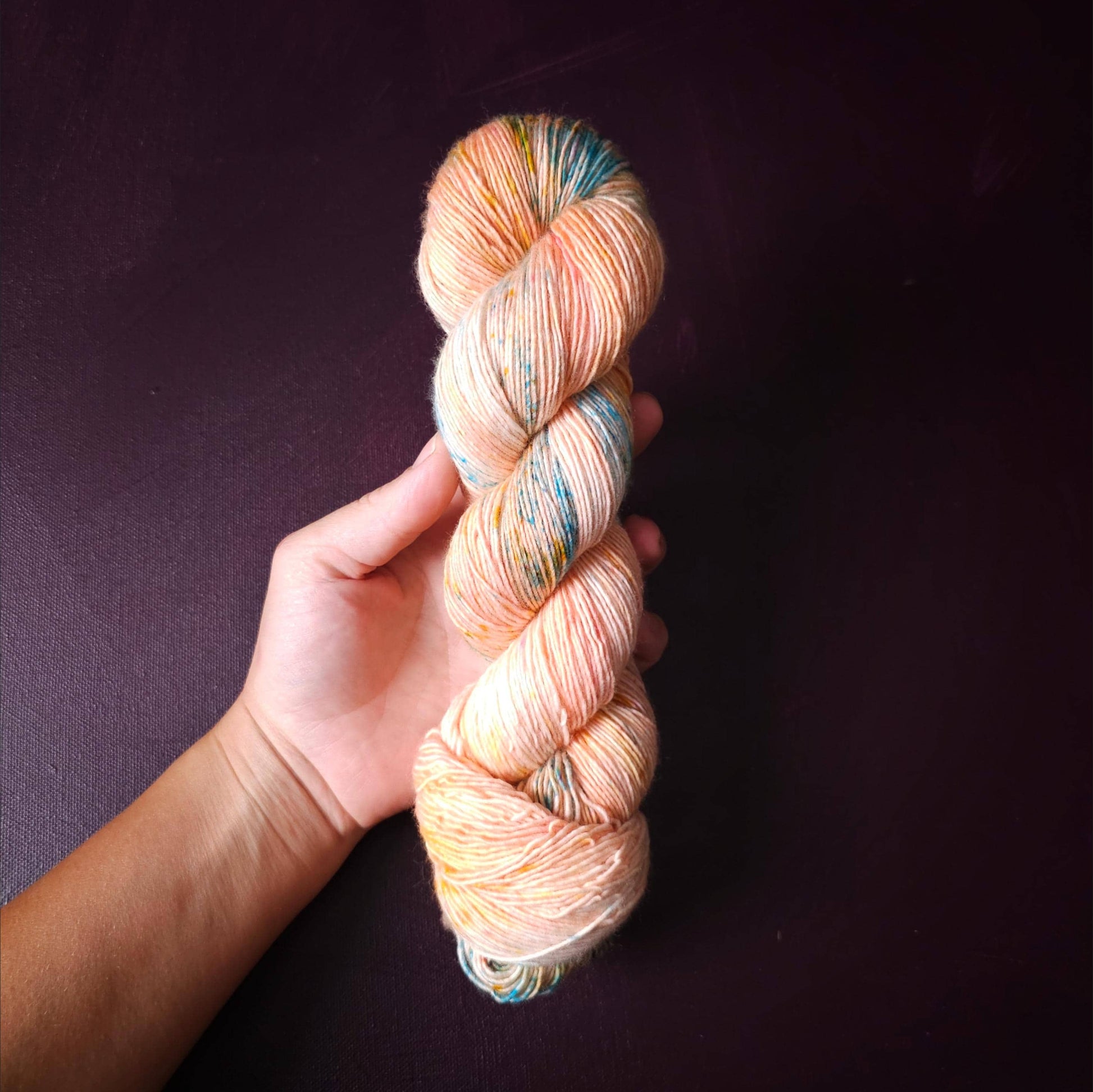 Coral Cloud, hand dyed gradient sock yarn, gifts for knitters, gold lurex sock yarn, colorful knitting supplies, merino crochet yarn