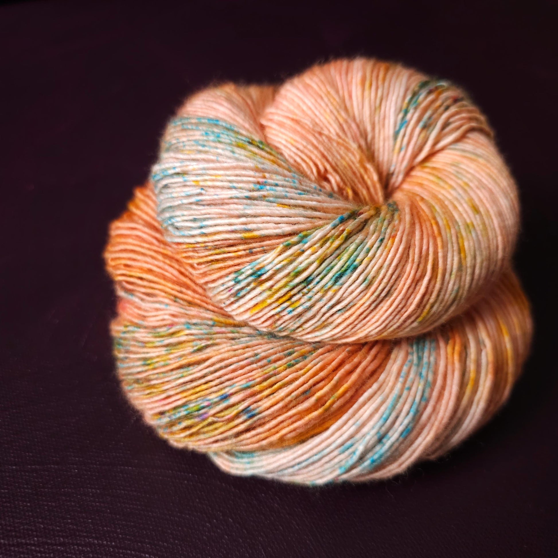 Soft Coral, hand dyed gradient wool yarn, gifts for knitters, gold lurex sock yarn, colorful knitting supplies, merino crochet yarn