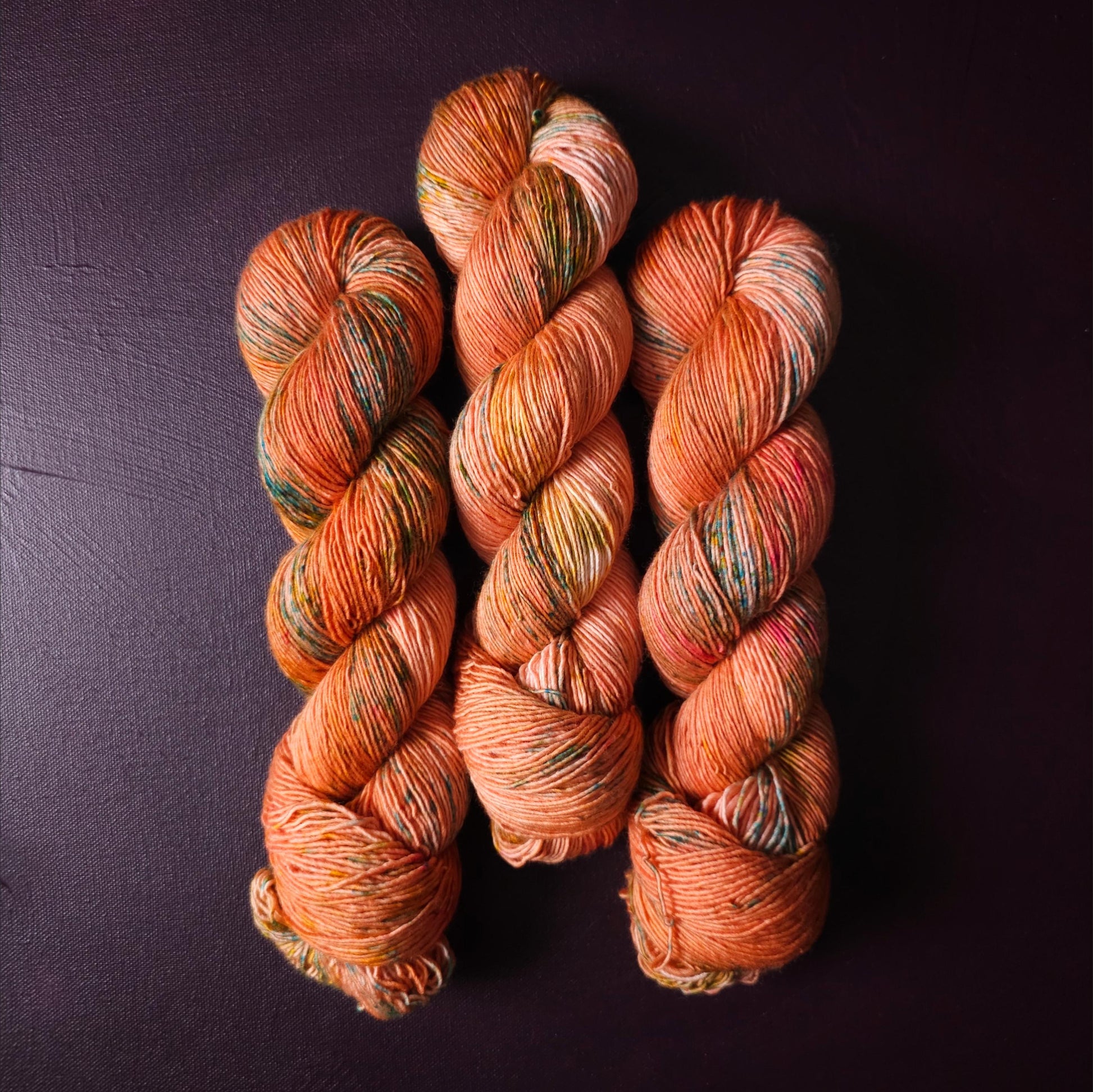 Coral Dream, hand dyed gradient wool yarn, gifts for knitters, gold lurex sock yarn, colorful knitting supplies, merino crochet yarn