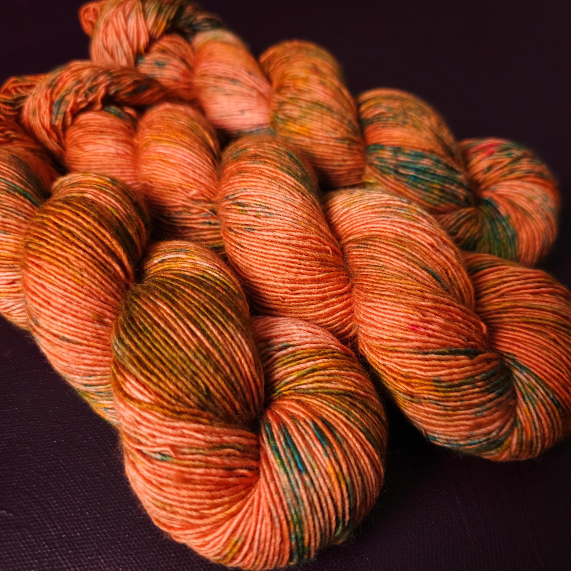 Coral Wonders, hand dyed gradient wool yarn, gifts for knitters, gold lurex sock yarn, colorful knitting supplies, merino crochet yarn