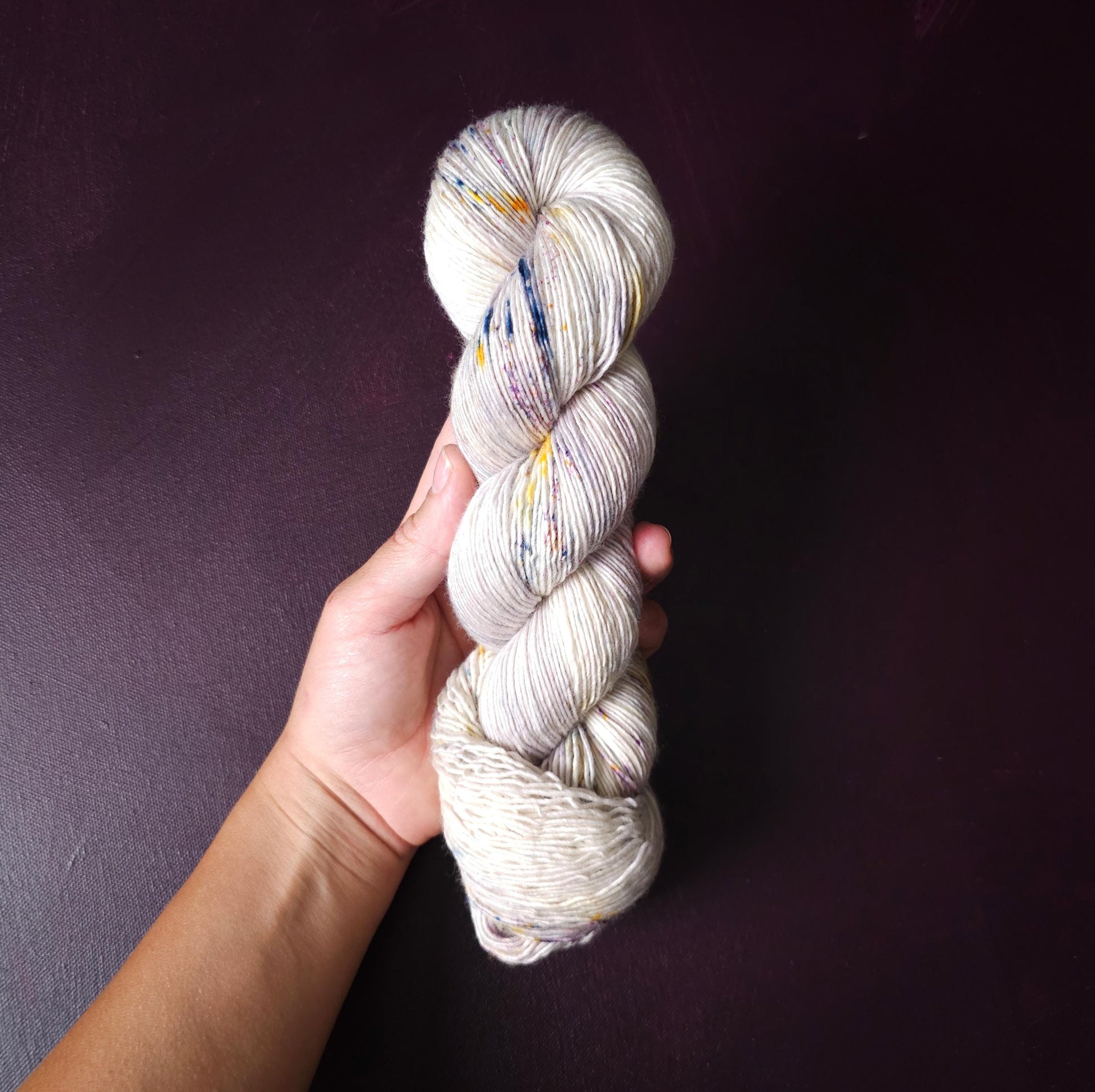 Icy Rocks, hand dyed merino singles yarn, gifts for knitters, gold lurex sock yarn, colorful knitting supplies, merino crochet yarn