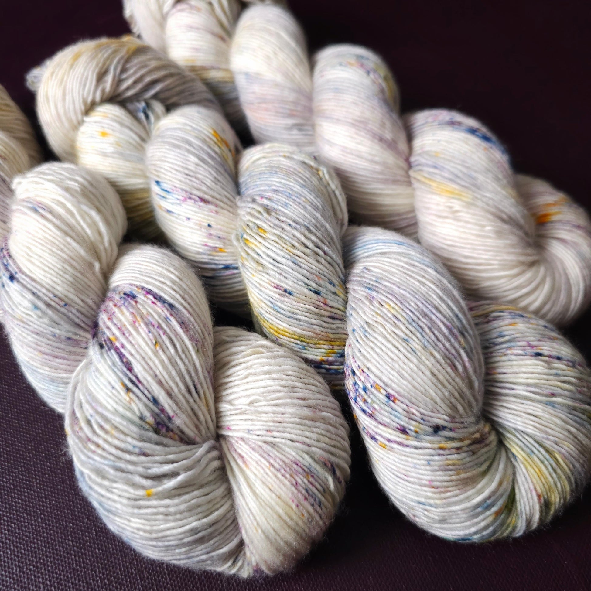 Icy Rocks, hand dyed merino singles yarn, gifts for knitters, gold lurex sock yarn, colorful knitting supplies, merino crochet yarn