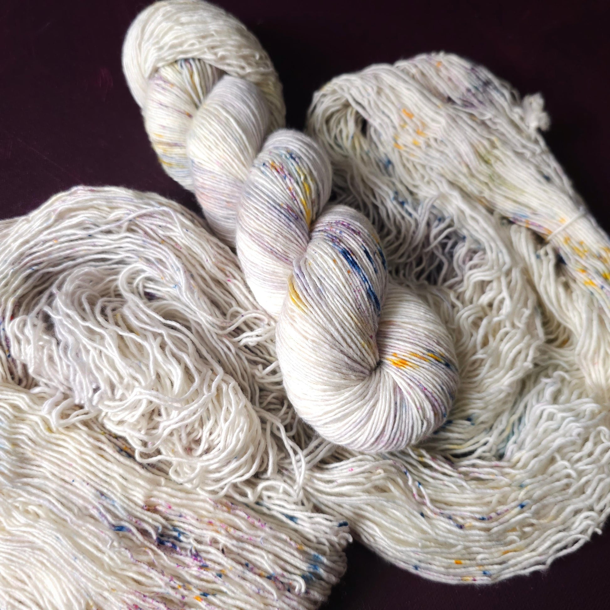 Icy Rocks, hand dyed merino singles yarn, gifts for knitters, gold lurex sock yarn, colorful knitting supplies, merino crochet yarn