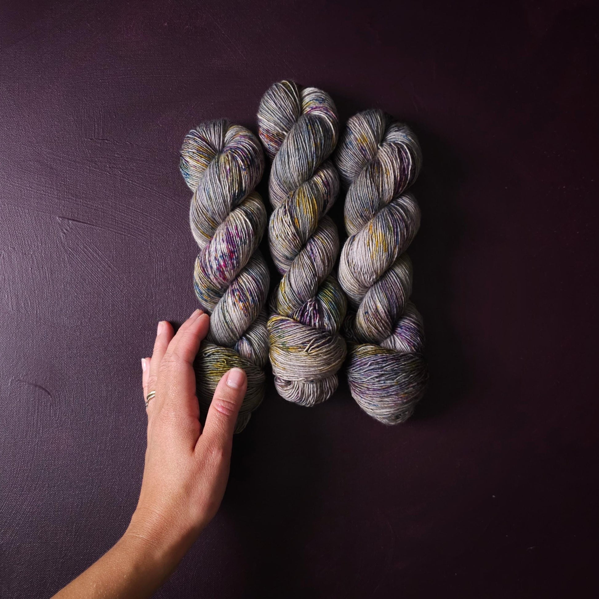 Stone Of Wisdome, hand dyed merino singles yarn, gifts for knitters, gold lurex sock yarn, colorful knitting supplies, merino crochet yarn