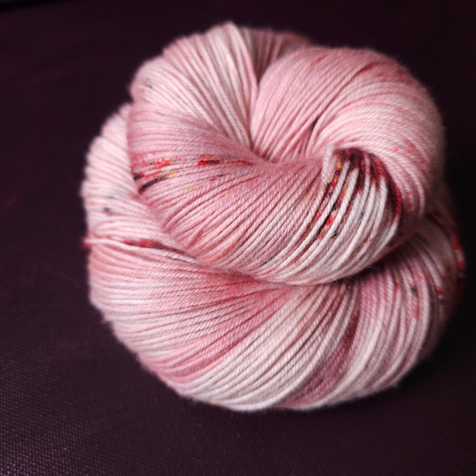 Soft Rasberry, hand dyed merino singles yarn, gifts for knitters, gold lurex sock yarn, colorful knitting supplies, merino crochet yarn