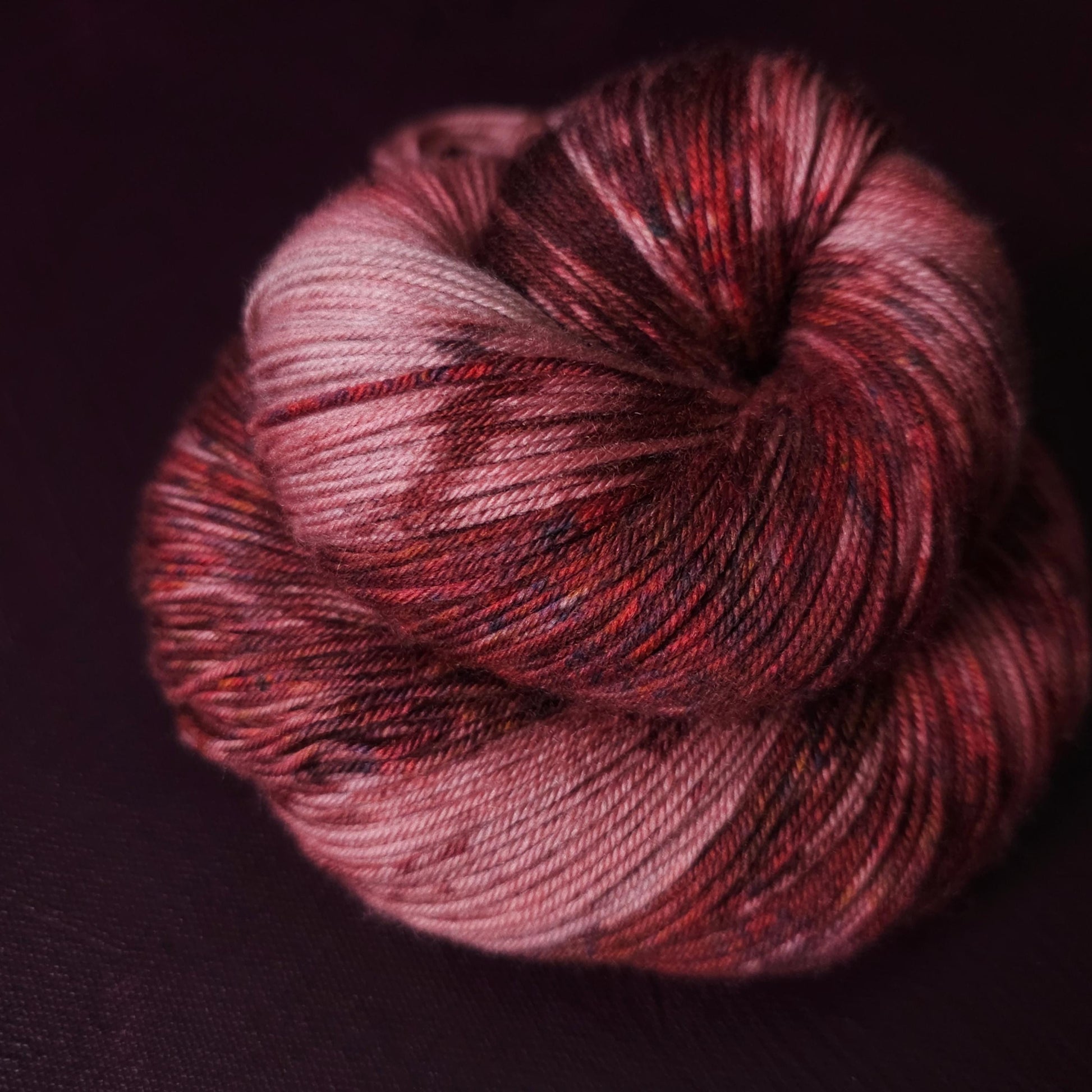 Rasberry Delight, hand dyed merino singles yarn, gifts for knitters, gold lurex sock yarn, colorful knitting supplies, merino crochet yarn