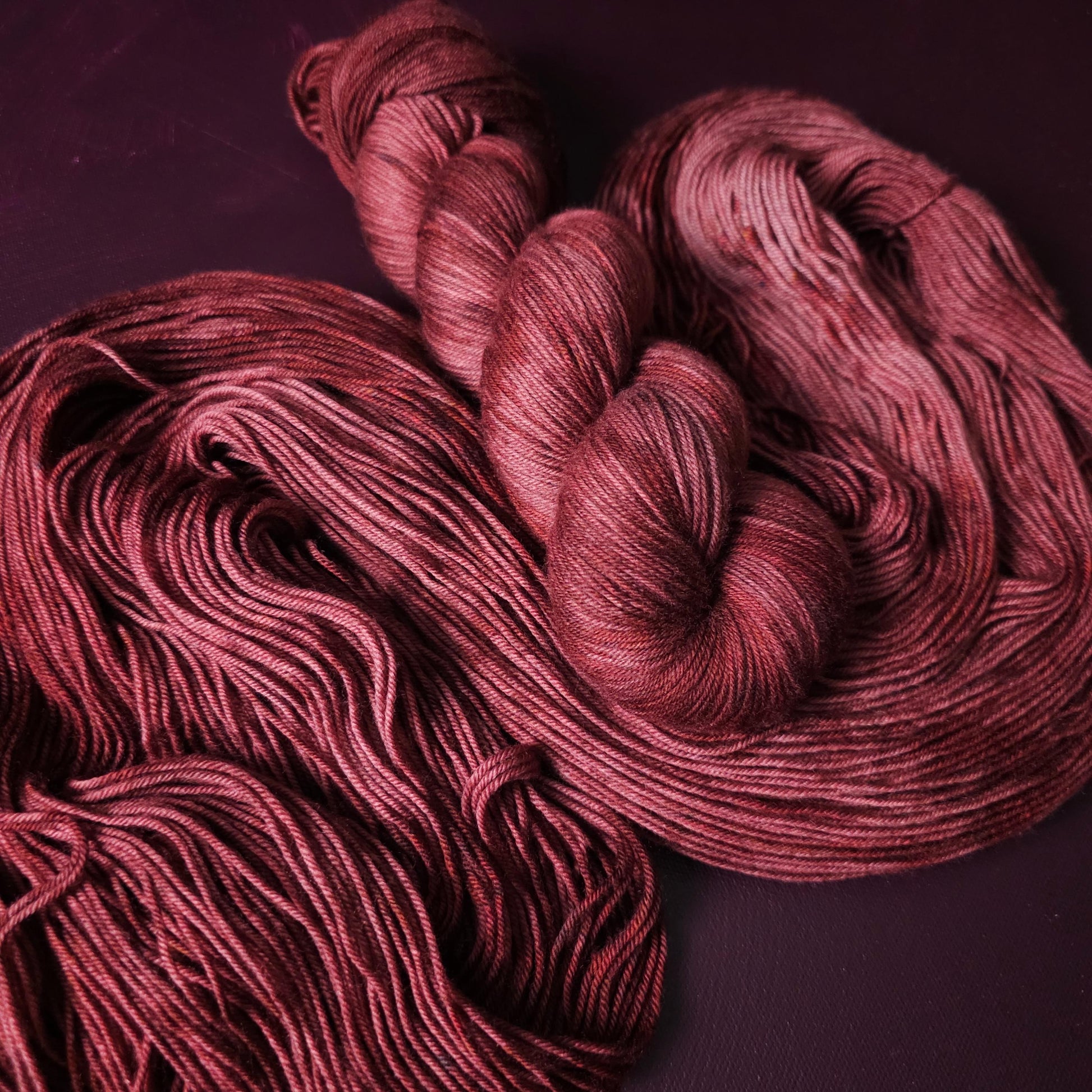 Burning Rasberry, hand dyed merino singles yarn, gifts for knitters, gold lurex sock yarn, colorful knitting supplies, merino crochet yarn