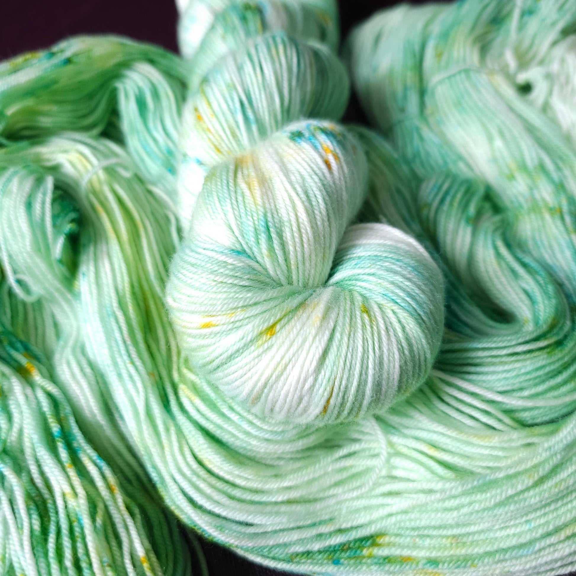 Pastel Sea Foam ~ hand dyed merino singles yarn, gifts for knitters, gold lurex sock yarn, colorful knitting supplies, merino crochet yarn