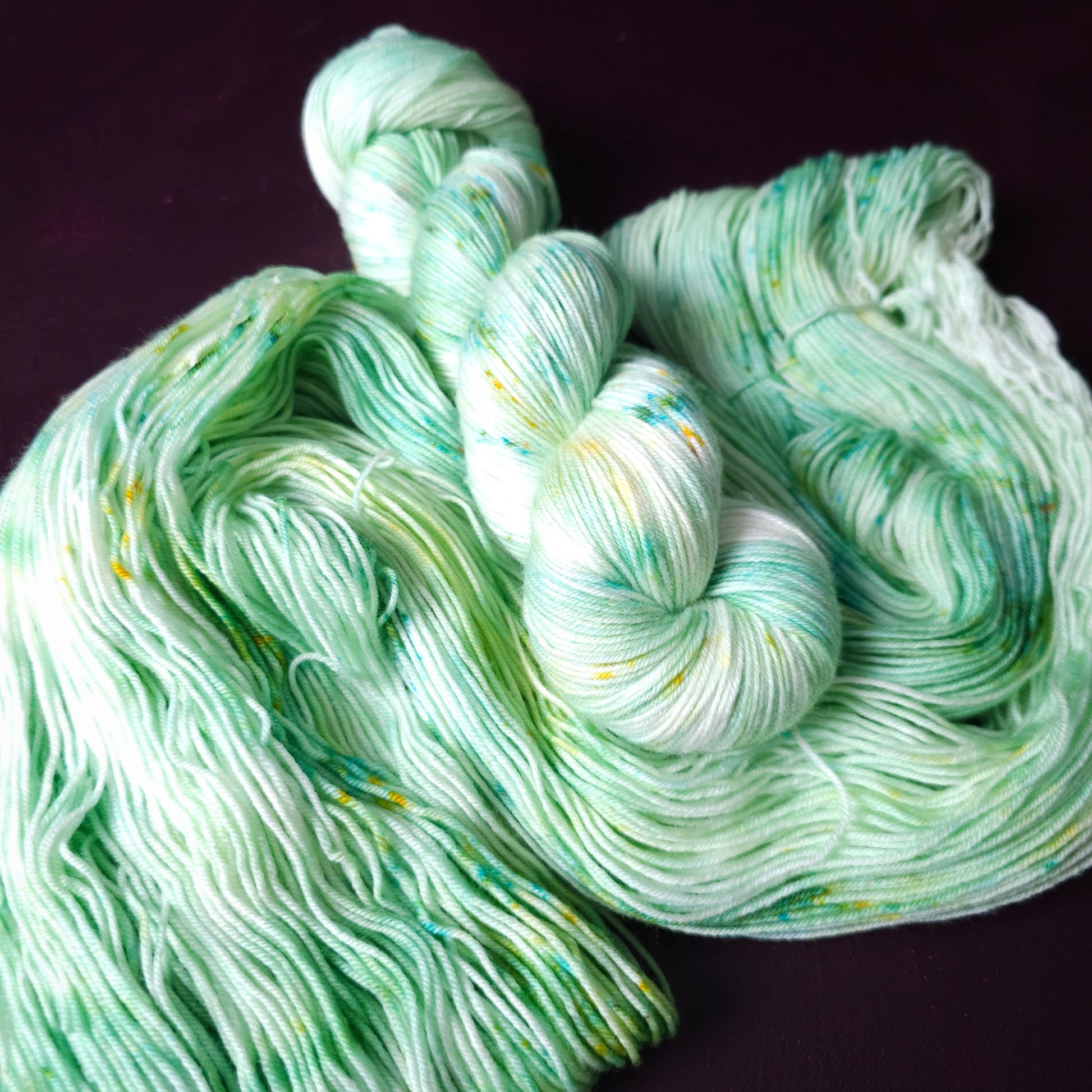 Pastel Sea Foam ~ hand dyed merino singles yarn, gifts for knitters, gold lurex sock yarn, colorful knitting supplies, merino crochet yarn