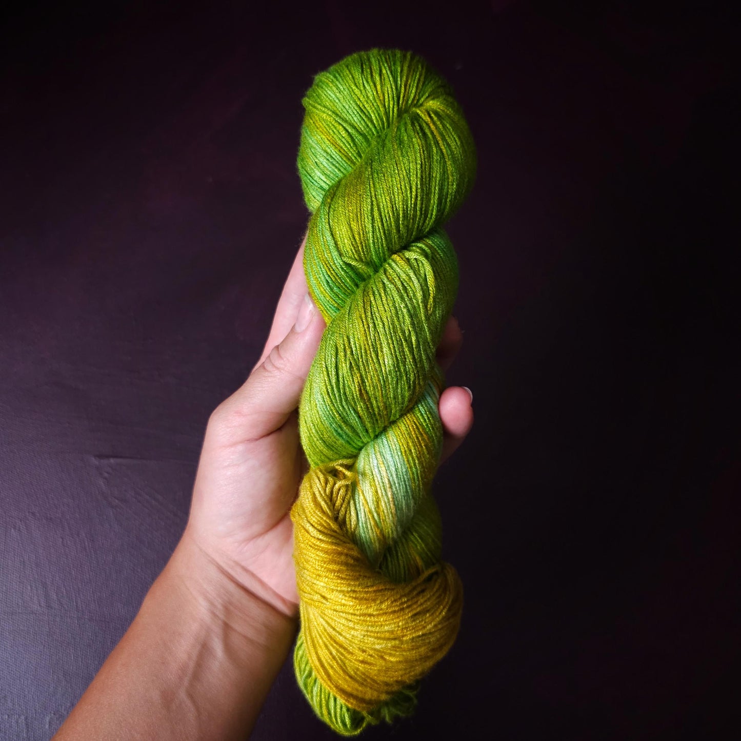 Hand dyed vegan yarn ~ Juicy Apples ~ fingering, DK weight tencel thread, mercerized cotton weaving yarn, bamboo yarn, hand painted